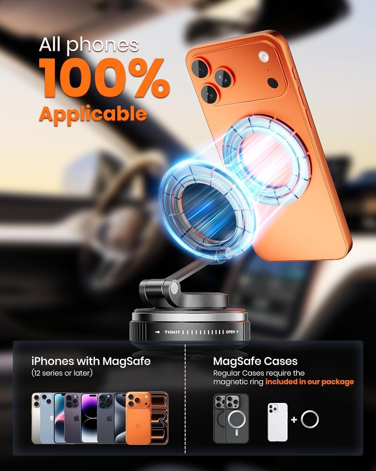 Thumbnail 6 de Boowe 2026 Upgraded Vacuum Magnetic Phone Holder for Car (360° adjustable, strong suction lock)