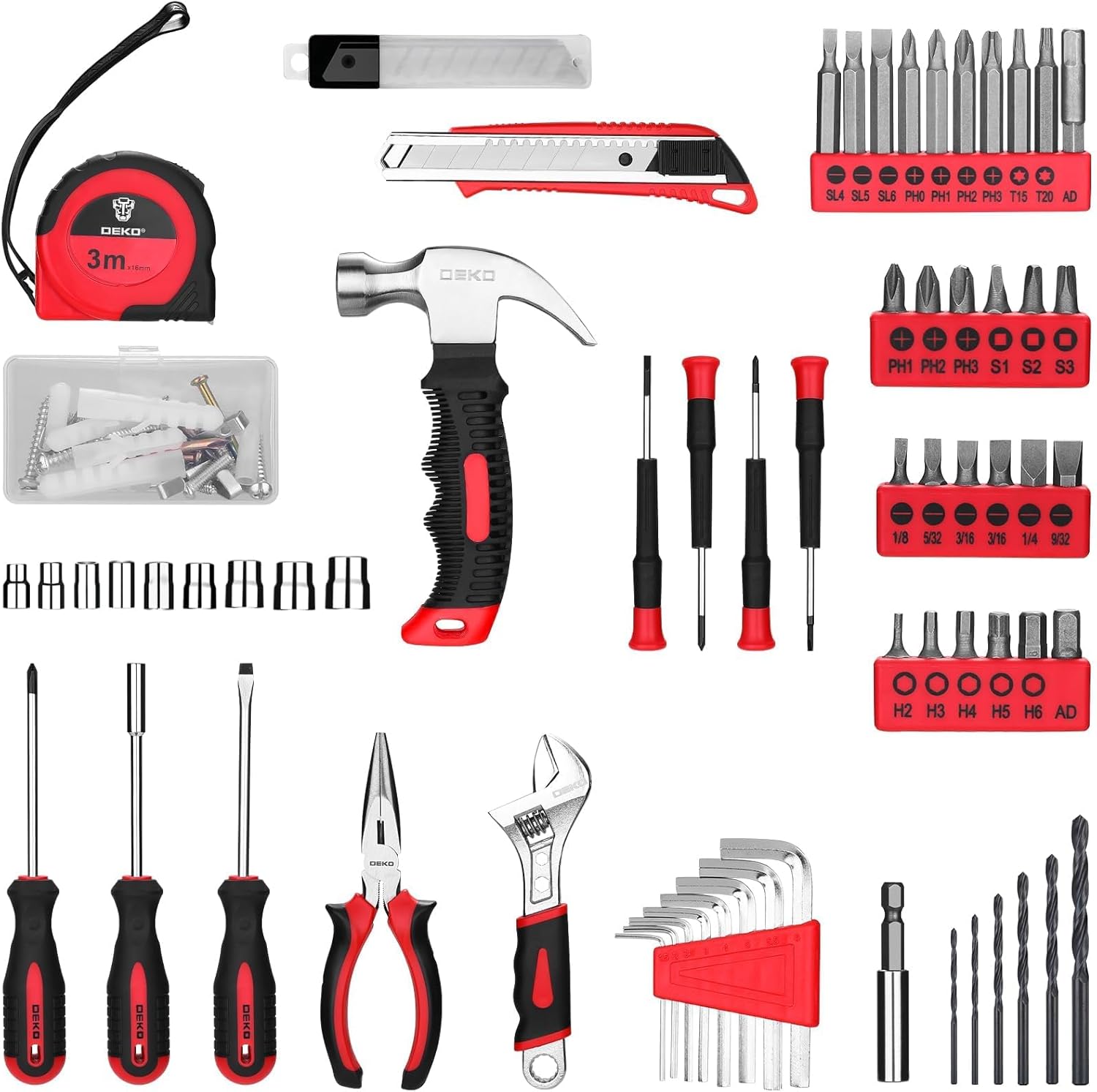 Detalle de DEKO Werkzeugkoffer-Set mit Akkuschrauber (8V) und LED – bestückt, 126-teilig