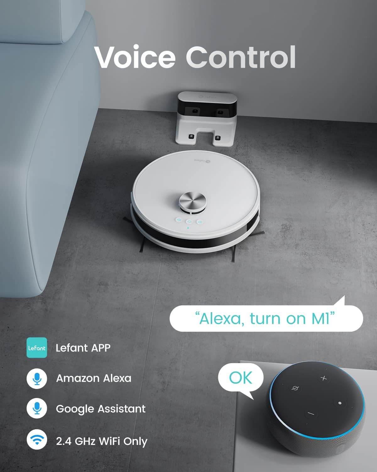 Detalle 1 de Lefant M1 Robot Vacuum and Mop, LiDAR Mapping, 150-Minute Runtime