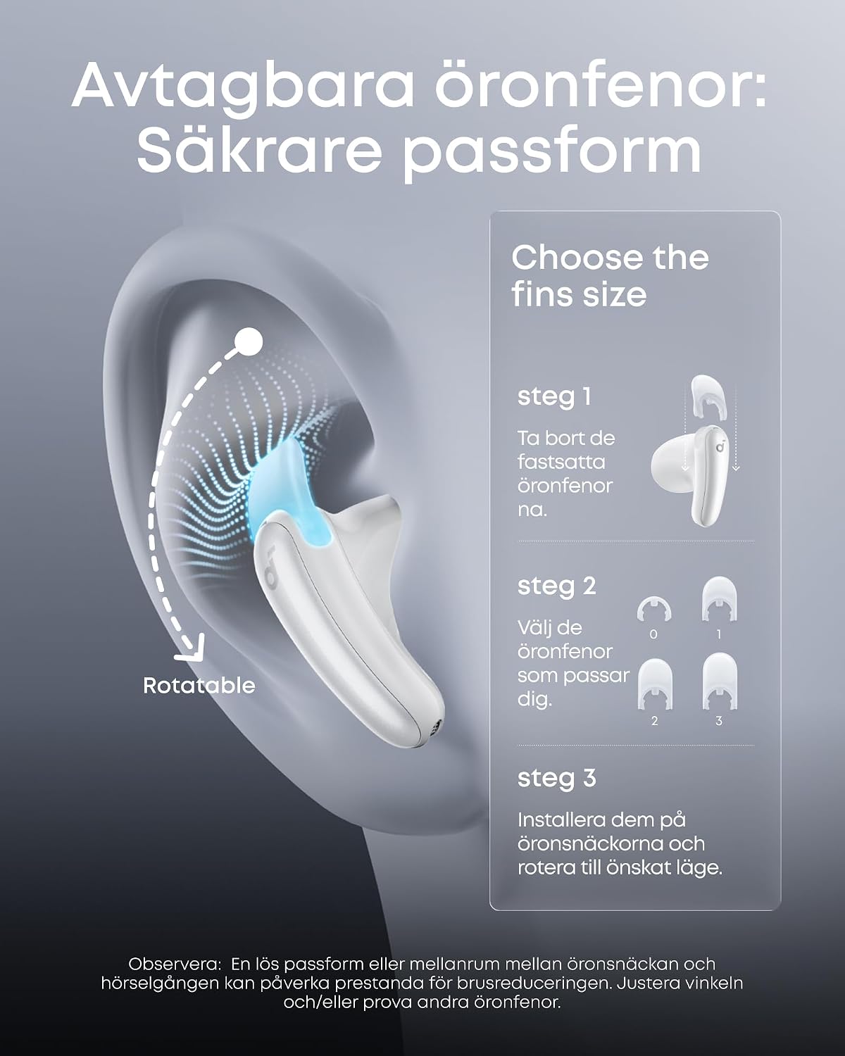 Detalle de Soundcore Liberty Buds D1200 – semi-in-ear-hörlurar med adaptiv ANC