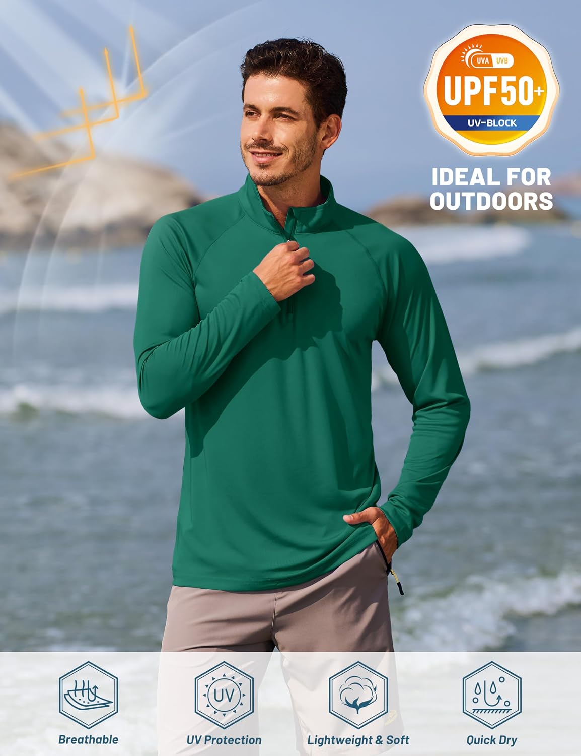 Thumbnail 2 de TACVASEN Long Sleeve Rash Guard UPF 50+