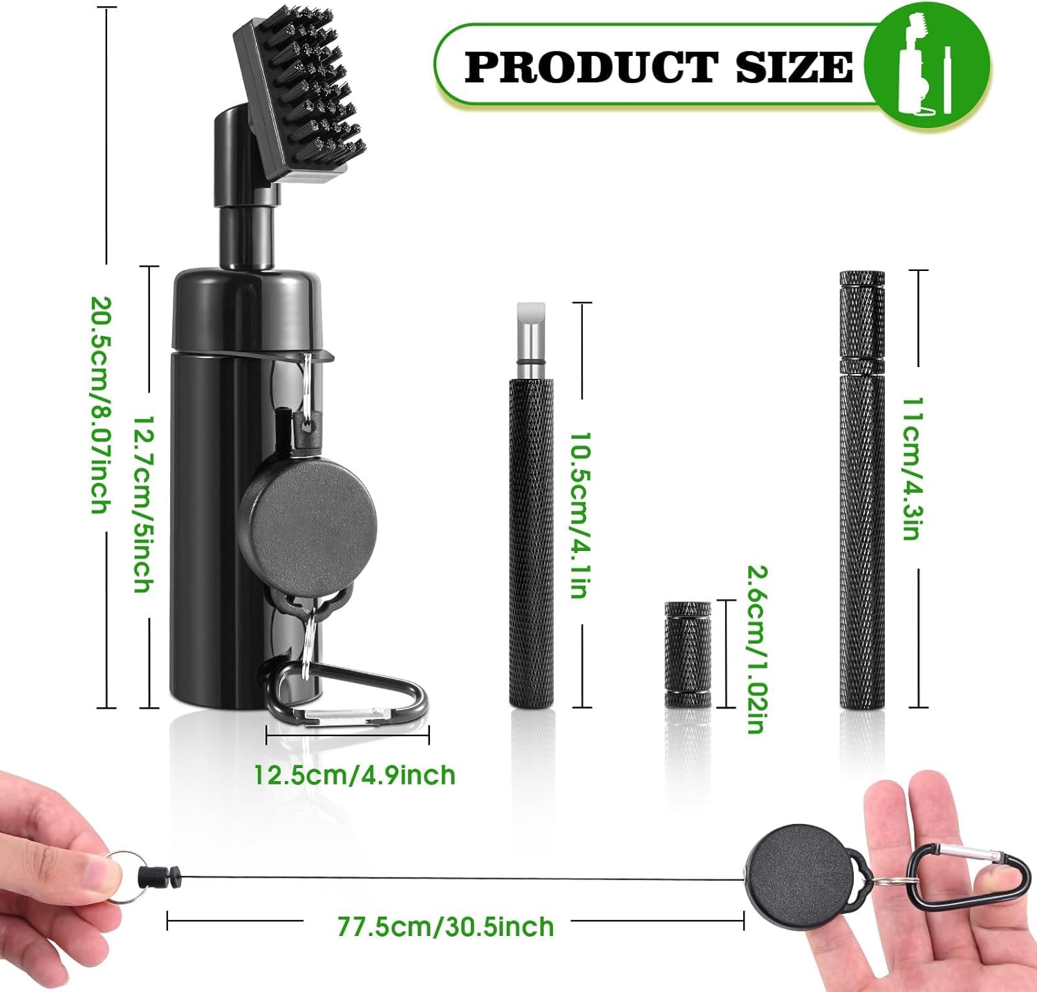 Detalle de Wynaura Pro Golf Club Cleaner Brush with Groove Sharpener Tool (8-inch water brush, 5oz bottle)