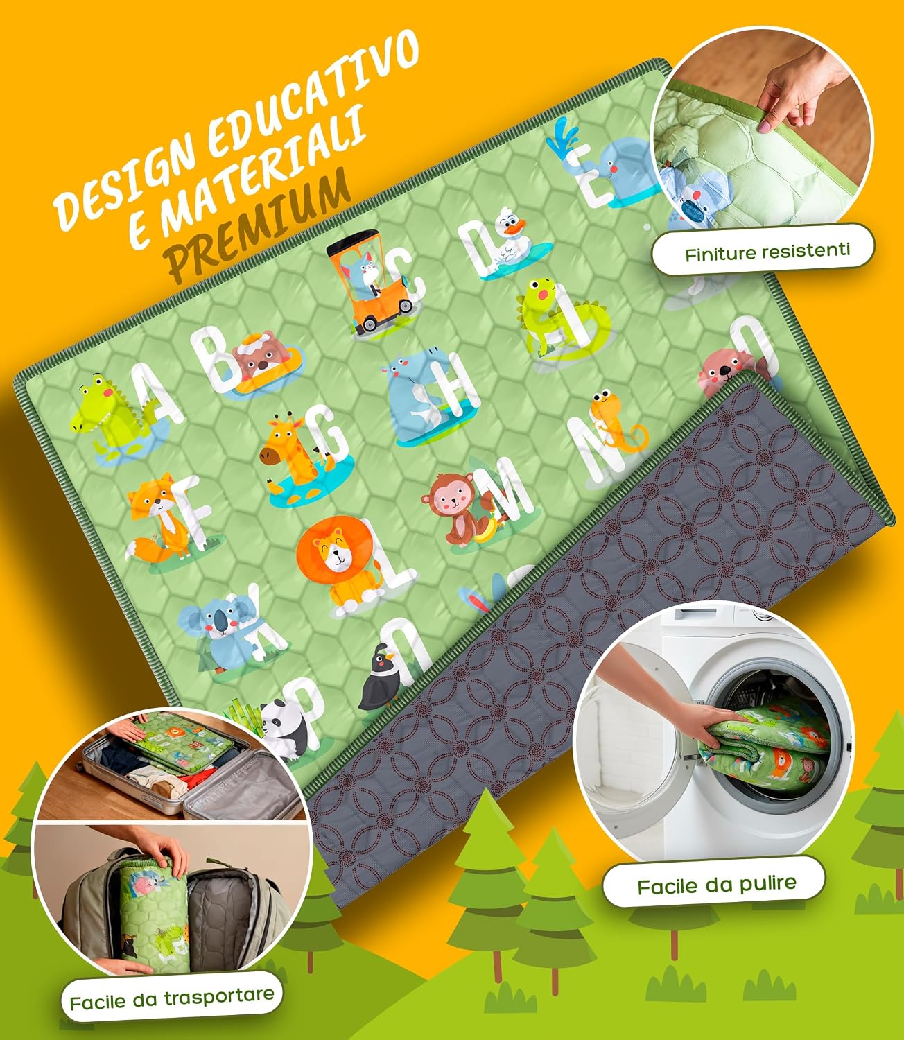 Thumbnail 6 de Tappeto Gioco Pieghevole VALBABY 127x127 cm: morbido, antiscivolo e lavabile per neonato e gattonamento