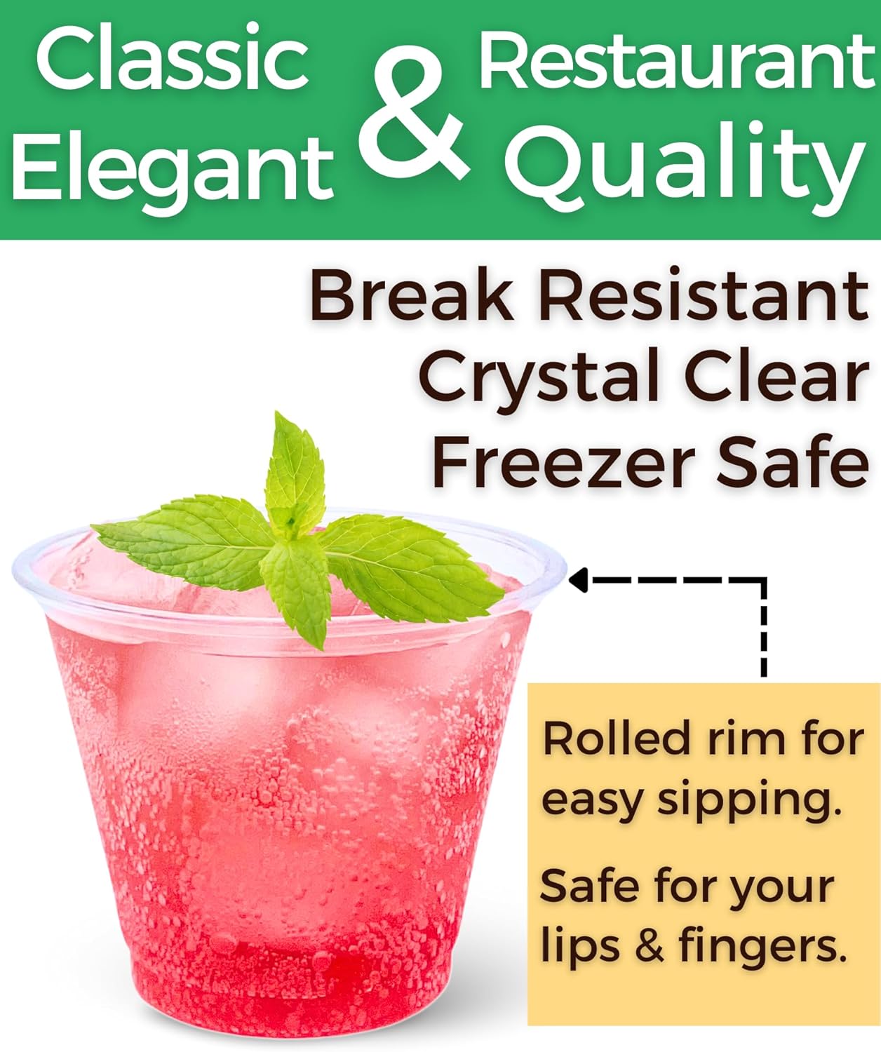 Detalle 2 de Aatriet 100 Pack 9 oz Clear Plastic Cups: Durable, Recyclable, Versatile Party Cups