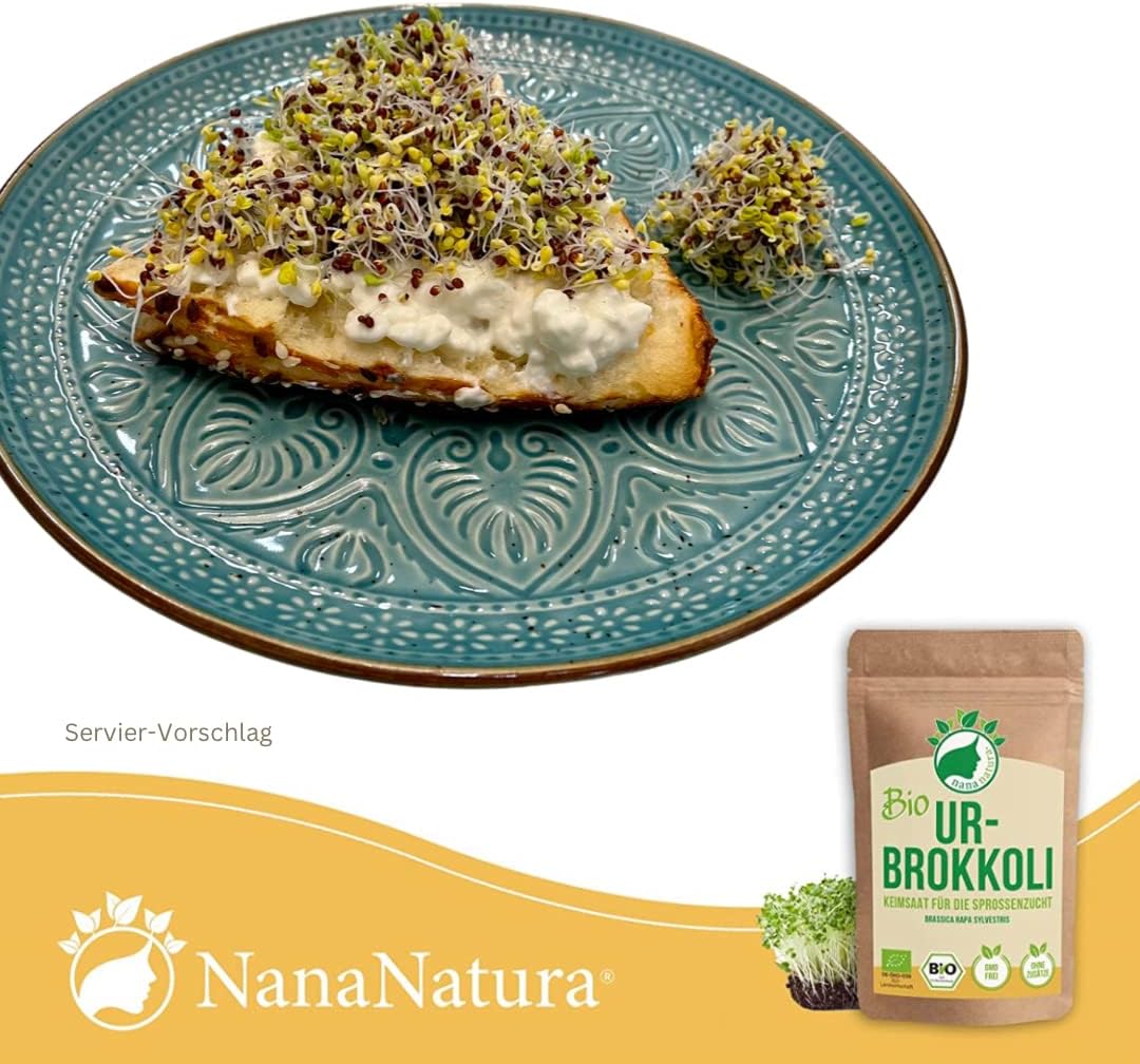 Detalle de NanaNatura Bio Ur-Brokkoli Sprossen Samen 180 g – Keimfähige Brokkoli-Samen mit hohem Sulforaphan-Gehalt