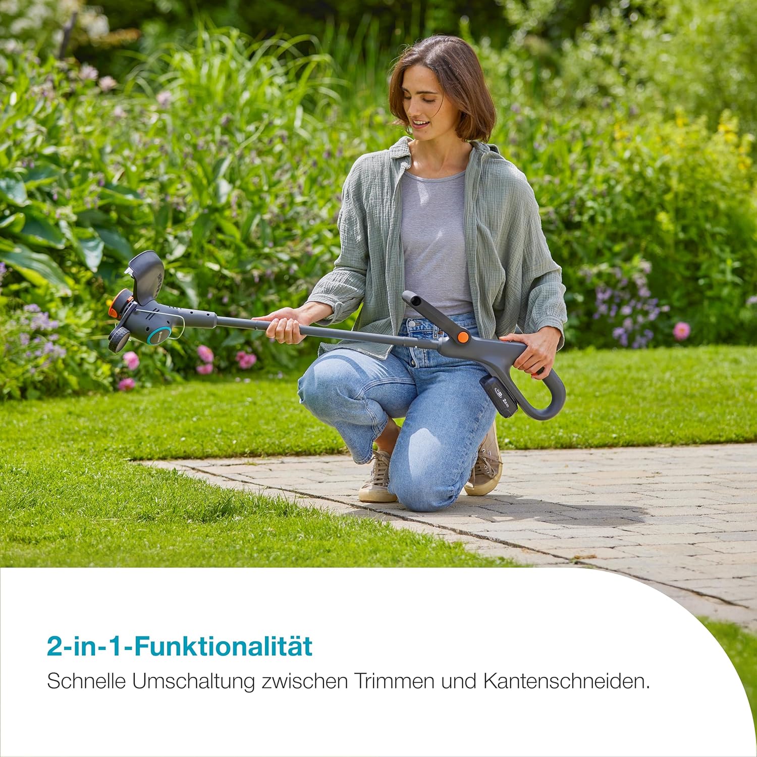 Thumbnail 2 de GARDENA EasyTrim 25 18V Set Akku-Rasentrimmer 2-in-1 (14704-20) mit Kantenschneider-Funktion