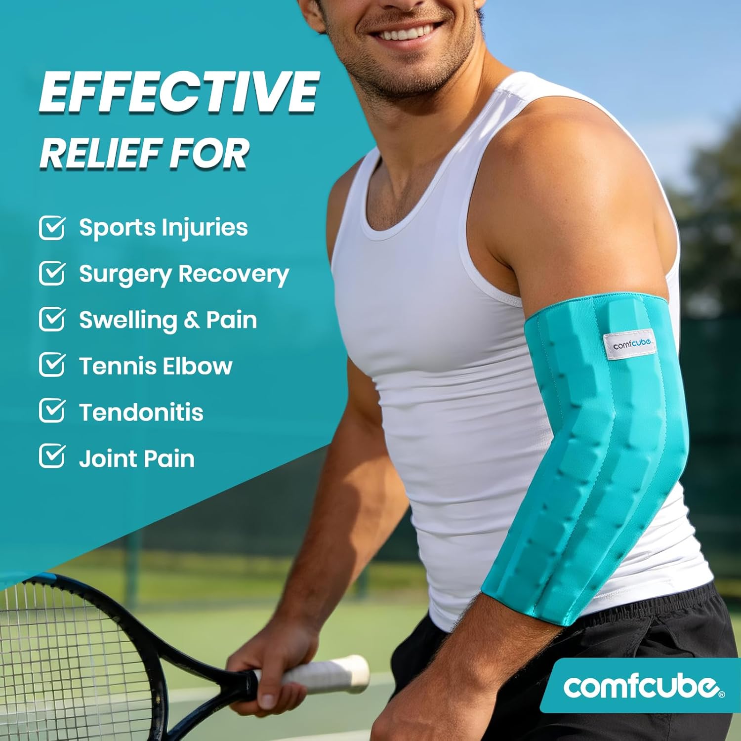 Thumbnail 1 de Comfcube Elbow Ice Pack Wrap: 2-Hour Cold Compression for Tendonitis, Tennis Elbow, and More