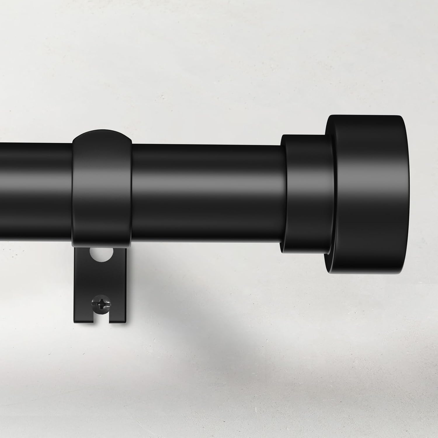 Detalle de Time Forest Black Curtain Rods for Windows (32"–120"), 1-Inch Heavy-Duty Adjustable Rod with End Caps