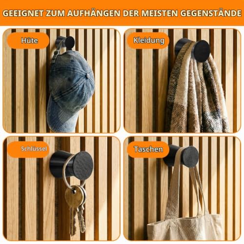 Thumbnail 7 de AOOSU Haken für Akustikpaneele – 6er Set, Kleiderhaken für schallabsorbierende Paneele (Ohne Bohren), Schwarz