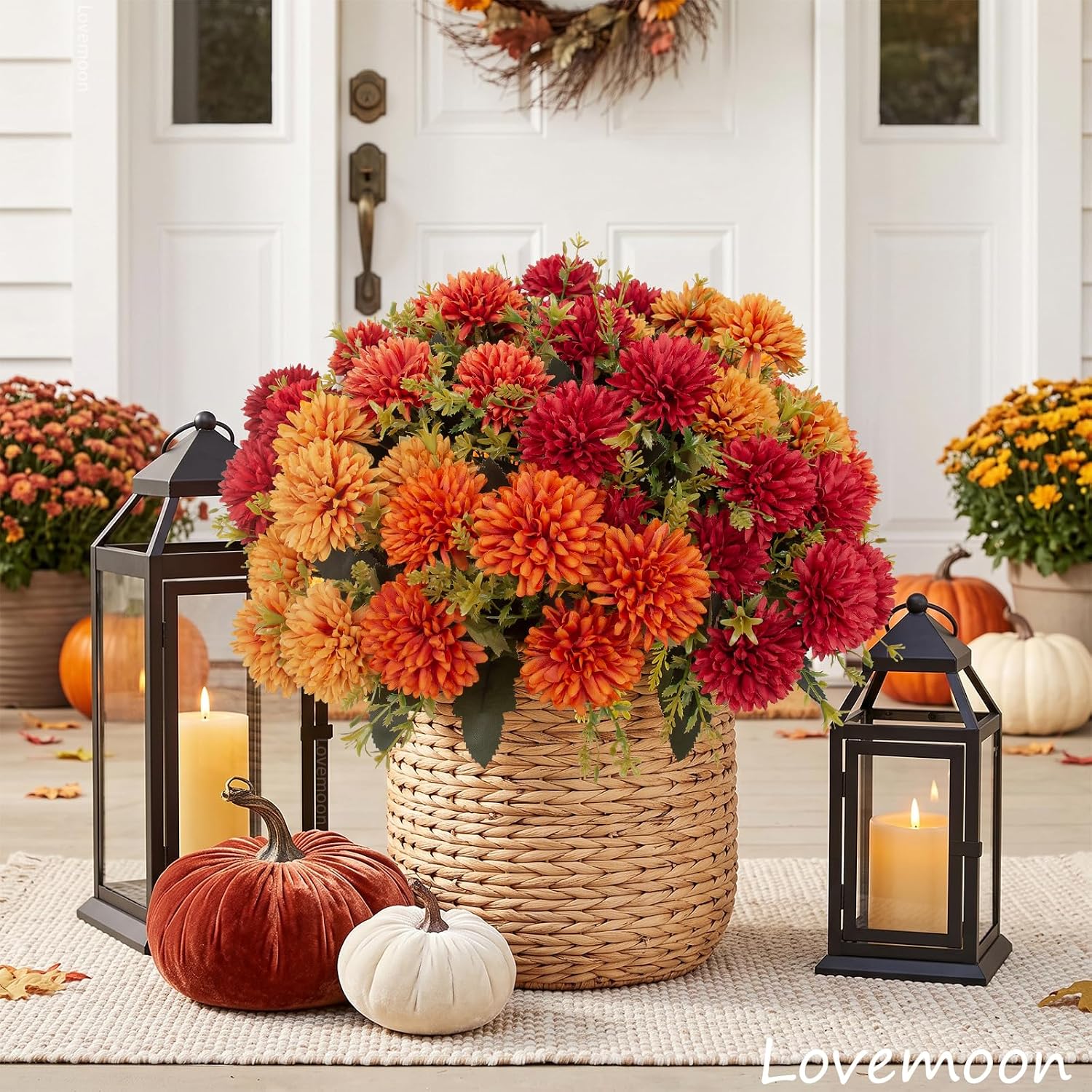 Thumbnail 2 de lovemoon FALL MUMS Artificial Chrysanthemums, 12-Piece UV-Resistant Fall Decor