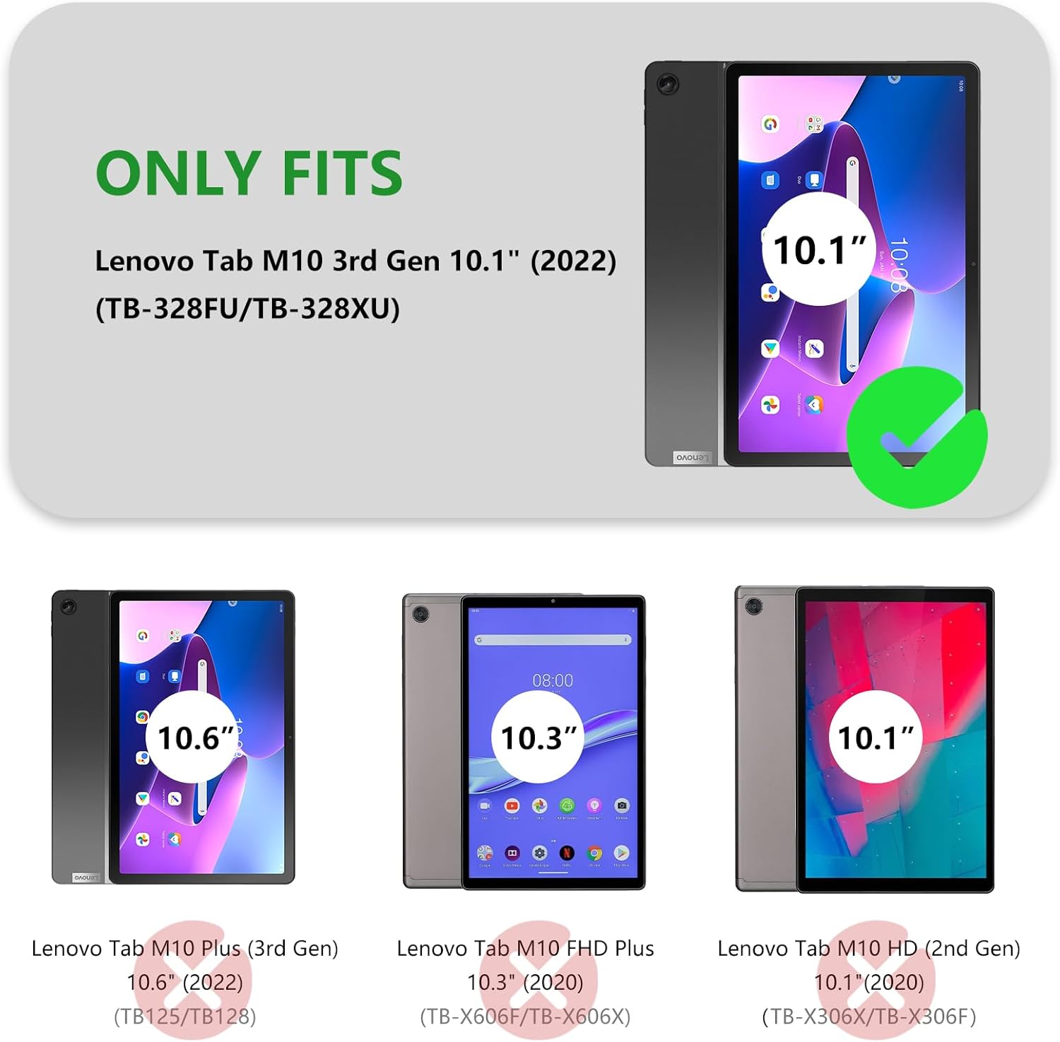 Thumbnail 1 de Succtopy Hülle Lenovo Tab M10 3rd Gen 10.1 Zoll 2022 – PU-Leder Wallet Case mit Stifthalter, Standfunktion und Kartenfächern (TB-328FU/TB-328XU)