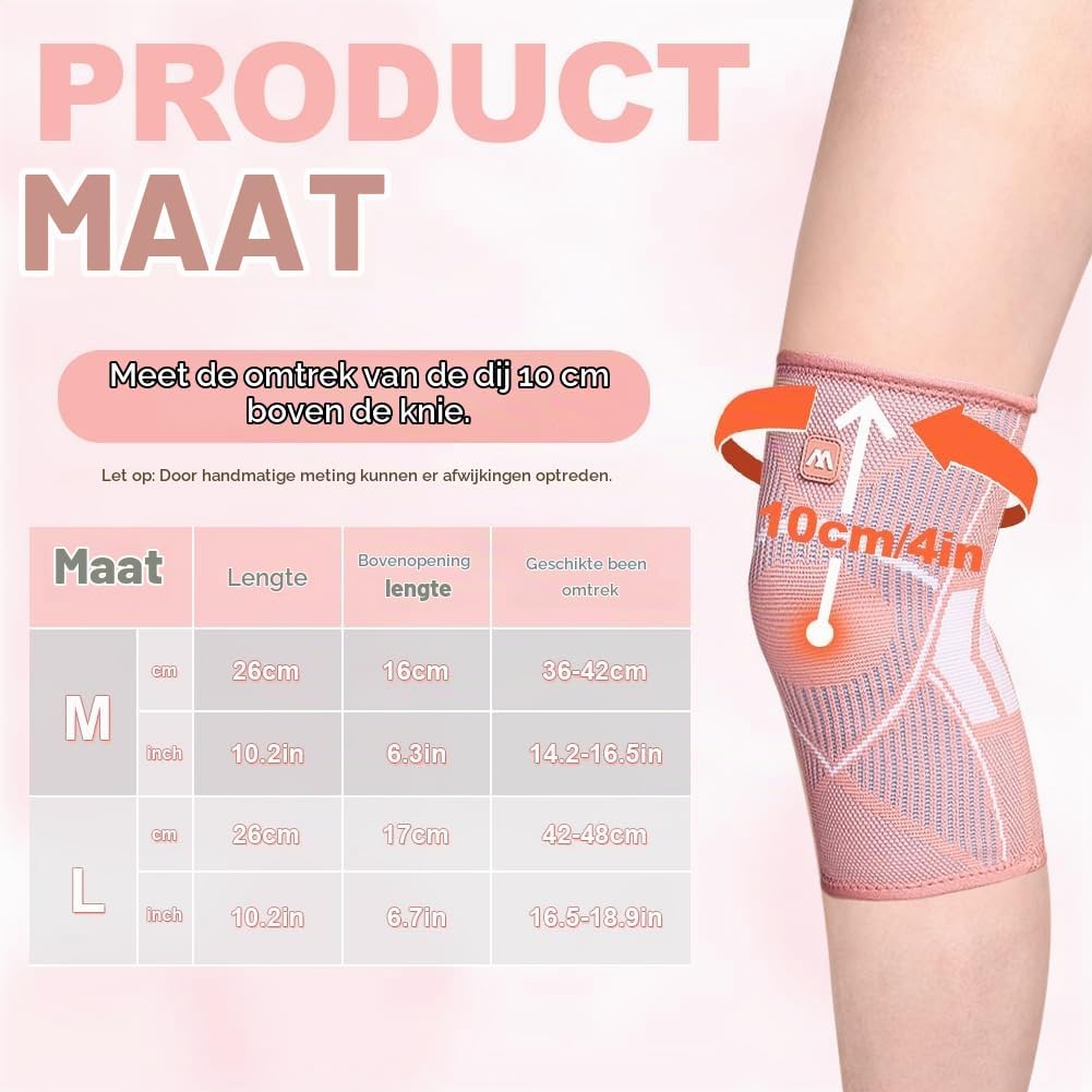 Detalle de Beugo 5341418 sportkniebrace, 2 stuks, roze maat L met siliconen grip