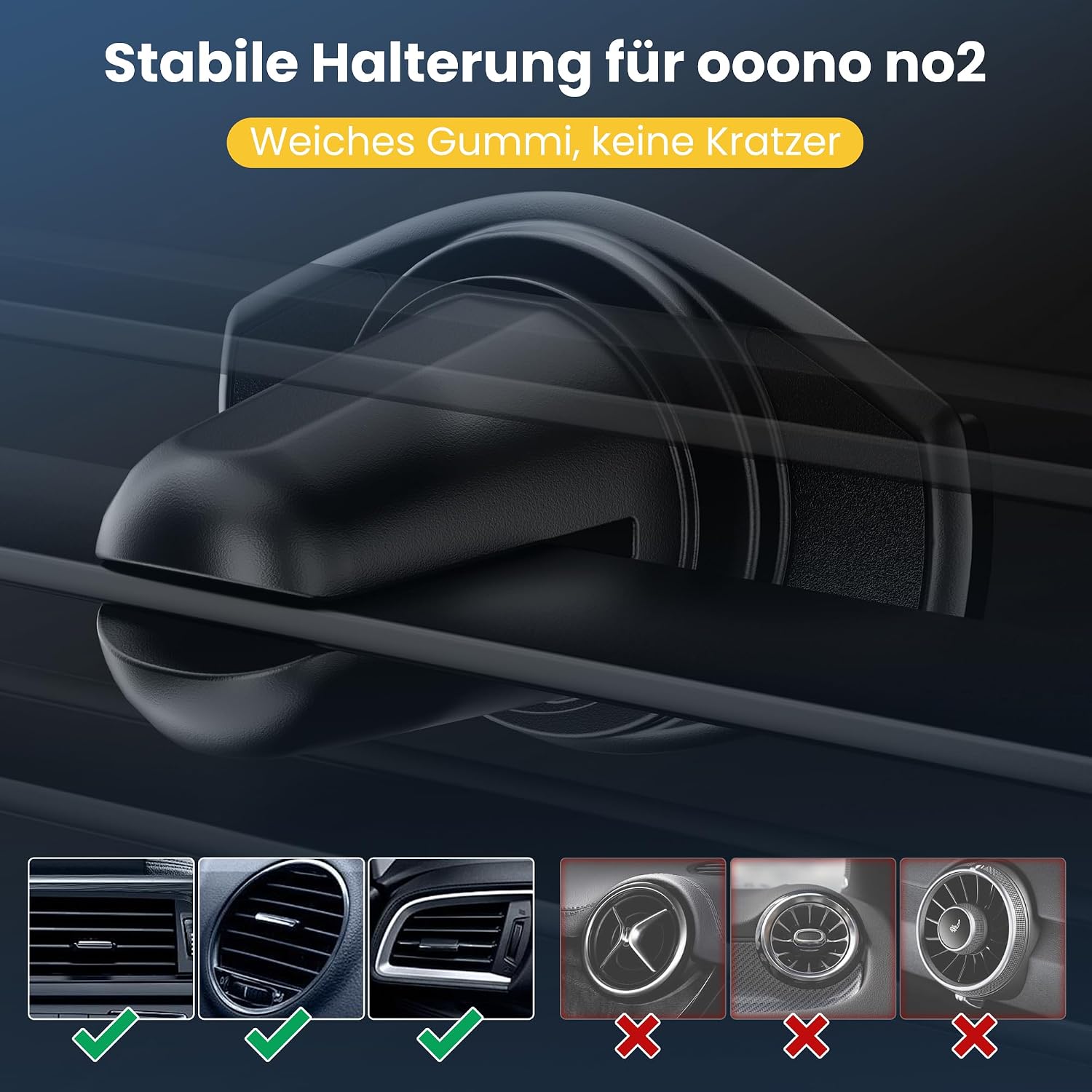 Detalle de DESELL ooono 2 Halterung – magnetische Auto-Lüftungsgitterhalterung für OOONO CO-Driver NO2