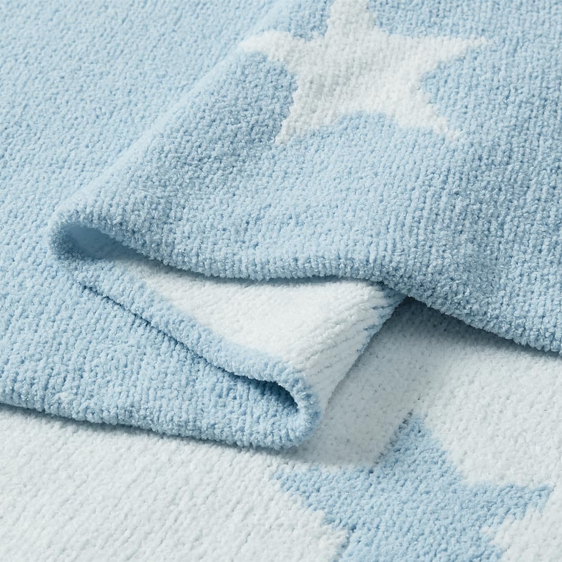 Thumbnail 5 de CREVENT Chenille-Babydecke 75 × 100 cm, kuscheliger Stern in Blau – für Babys, Kleinkinder und Haustiere