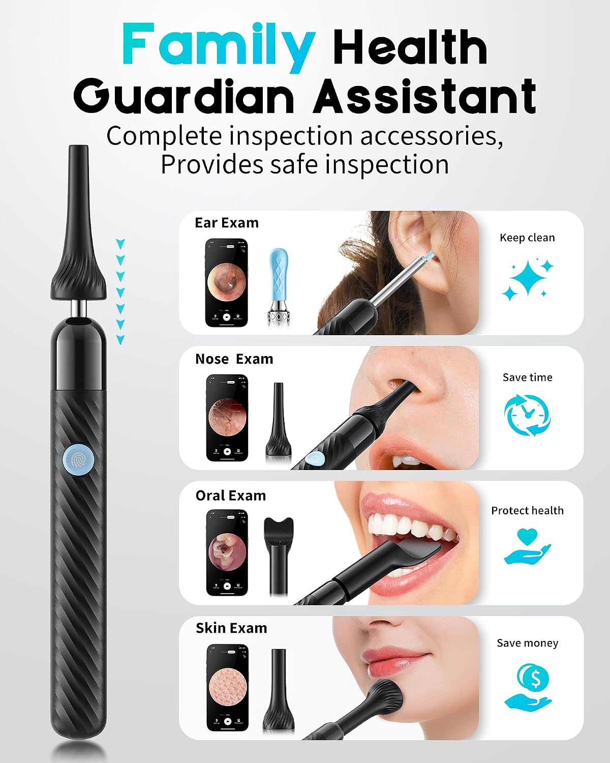 Detalle 2 de Loyker X6 Ear Wax Removal Tool Camera: 1080P Ear Exploration with 6 LED Lights and 360° View