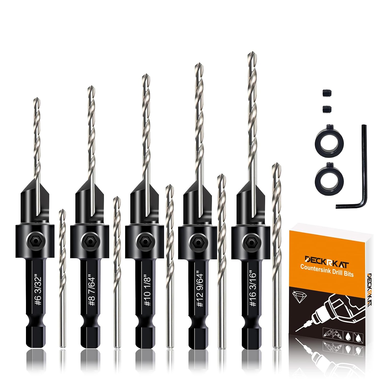 Thumbnail 6 de Woodworking Countersink Drill Bits Set 8 Pack