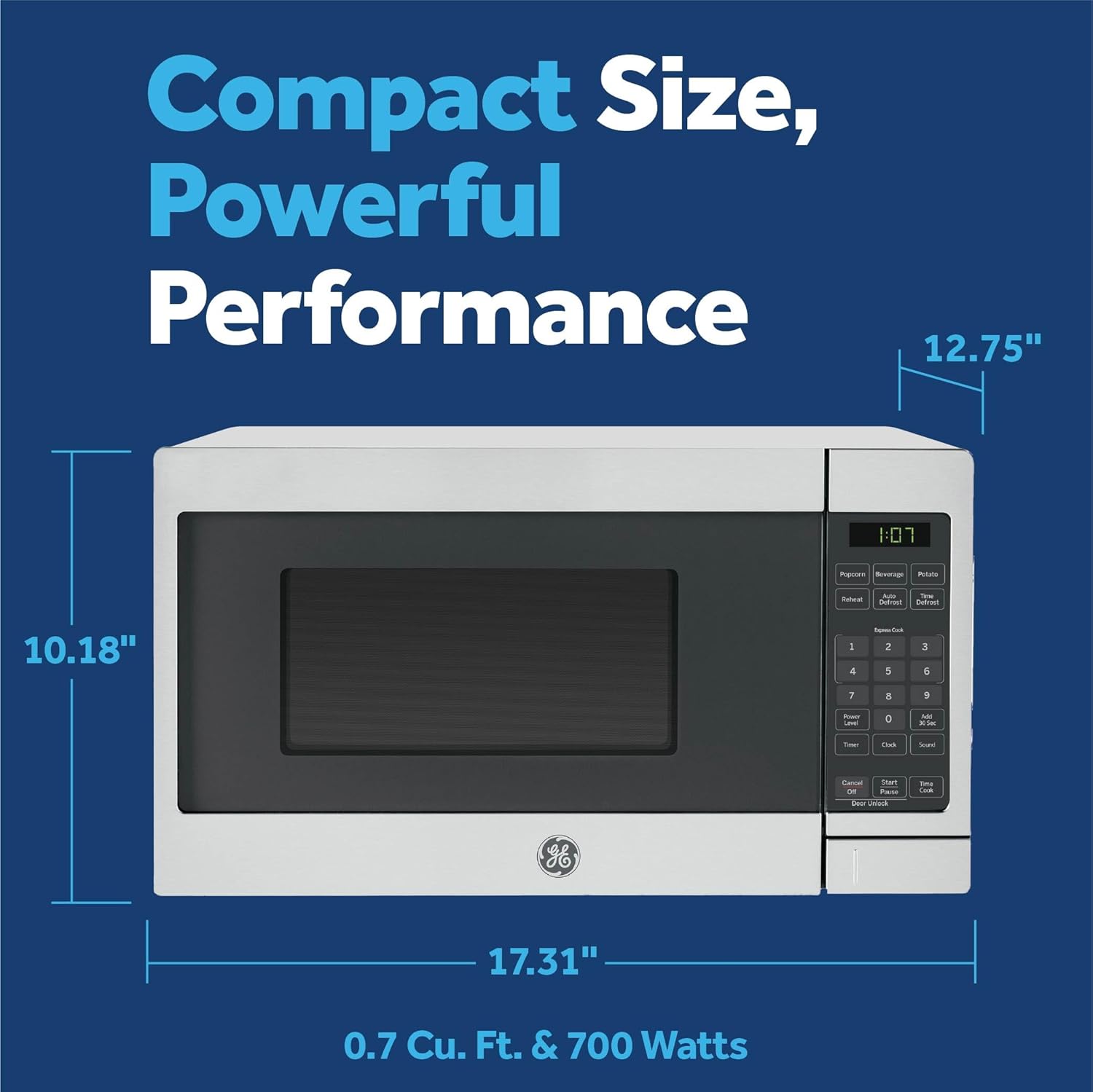 Thumbnail 1 de GE Compact Countertop Microwave 0.7 cu ft 700W 🍽