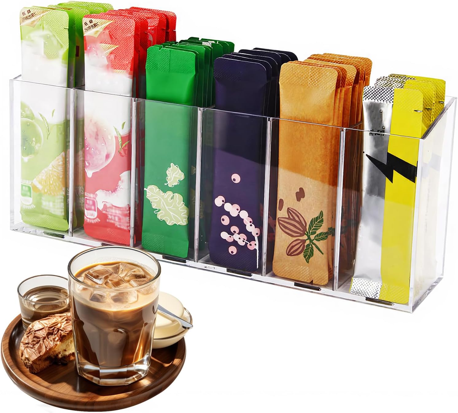 Detalle de Acrylic Drink Packet Storage Organizer 6 Compartment