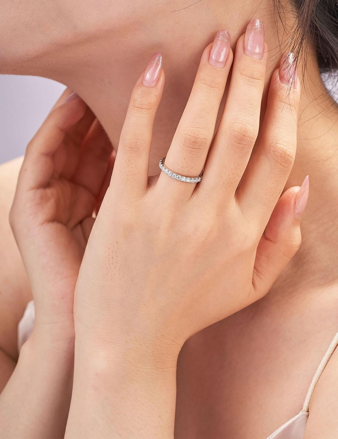 Detalle de IMOLOVE Moissanite Wedding Band in 925 Sterling Silver