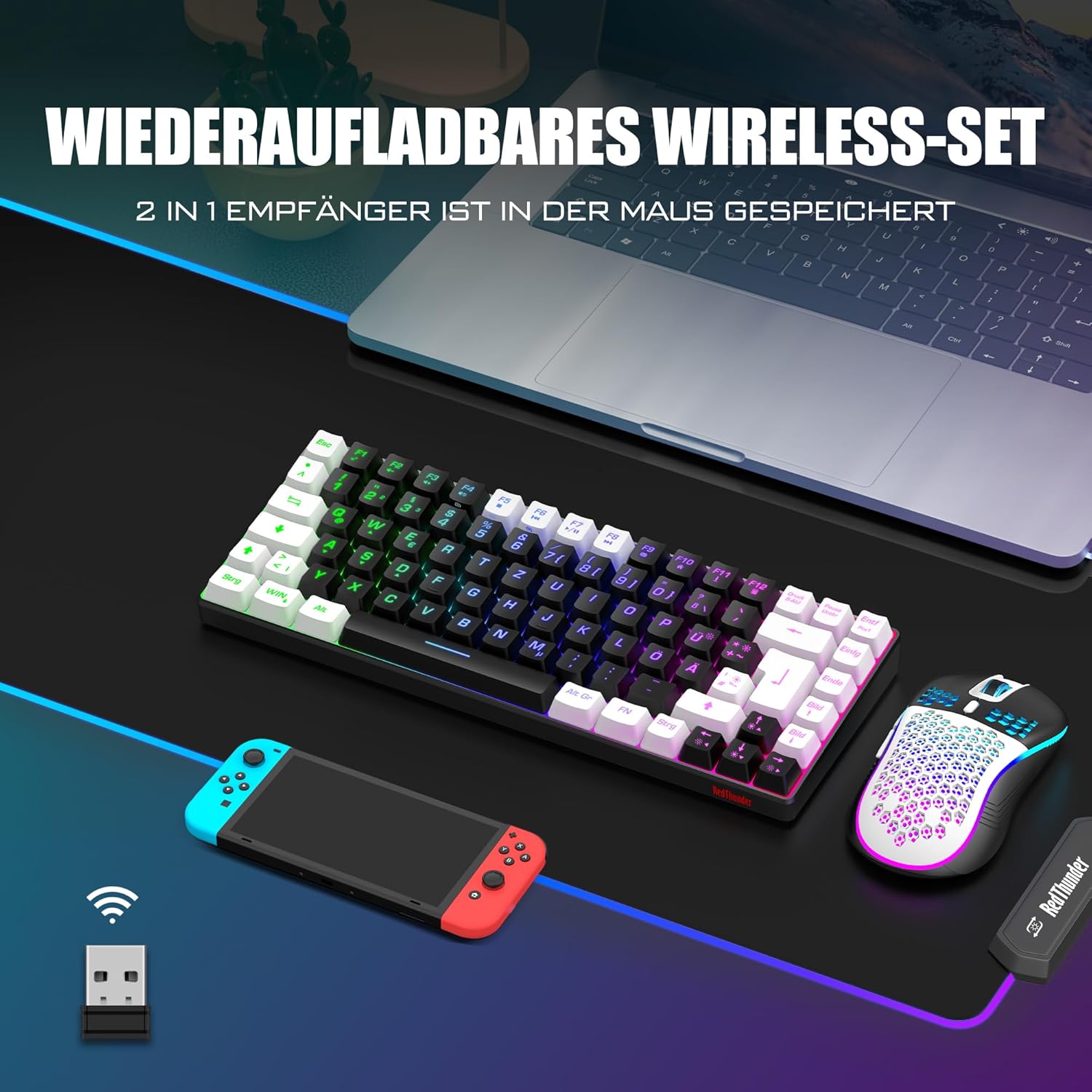 Thumbnail 1 de RedThunder 75% kabelloses Gaming-Tastatur‑Maus-Set 85 Tasten
