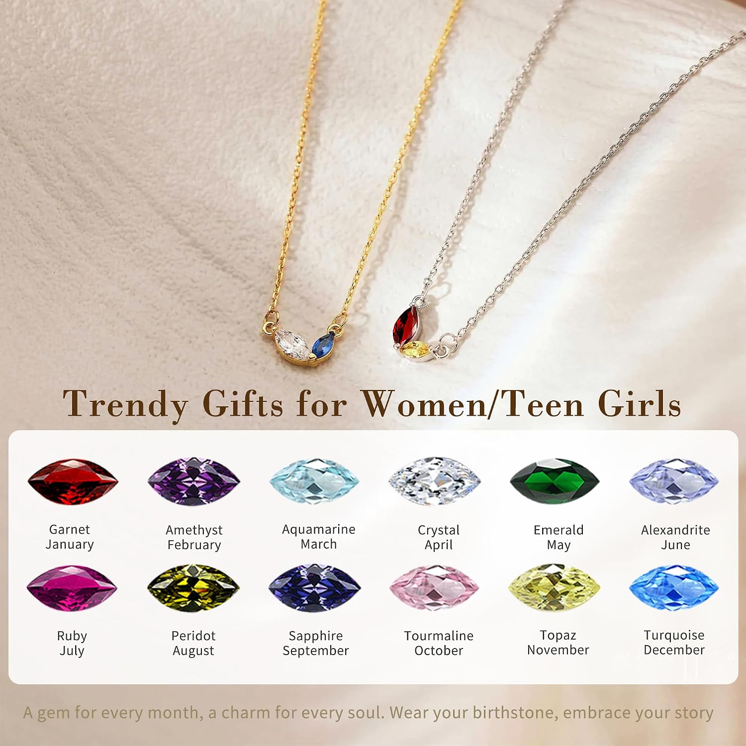 Detalle de Birthstone Necklace with Two Stones