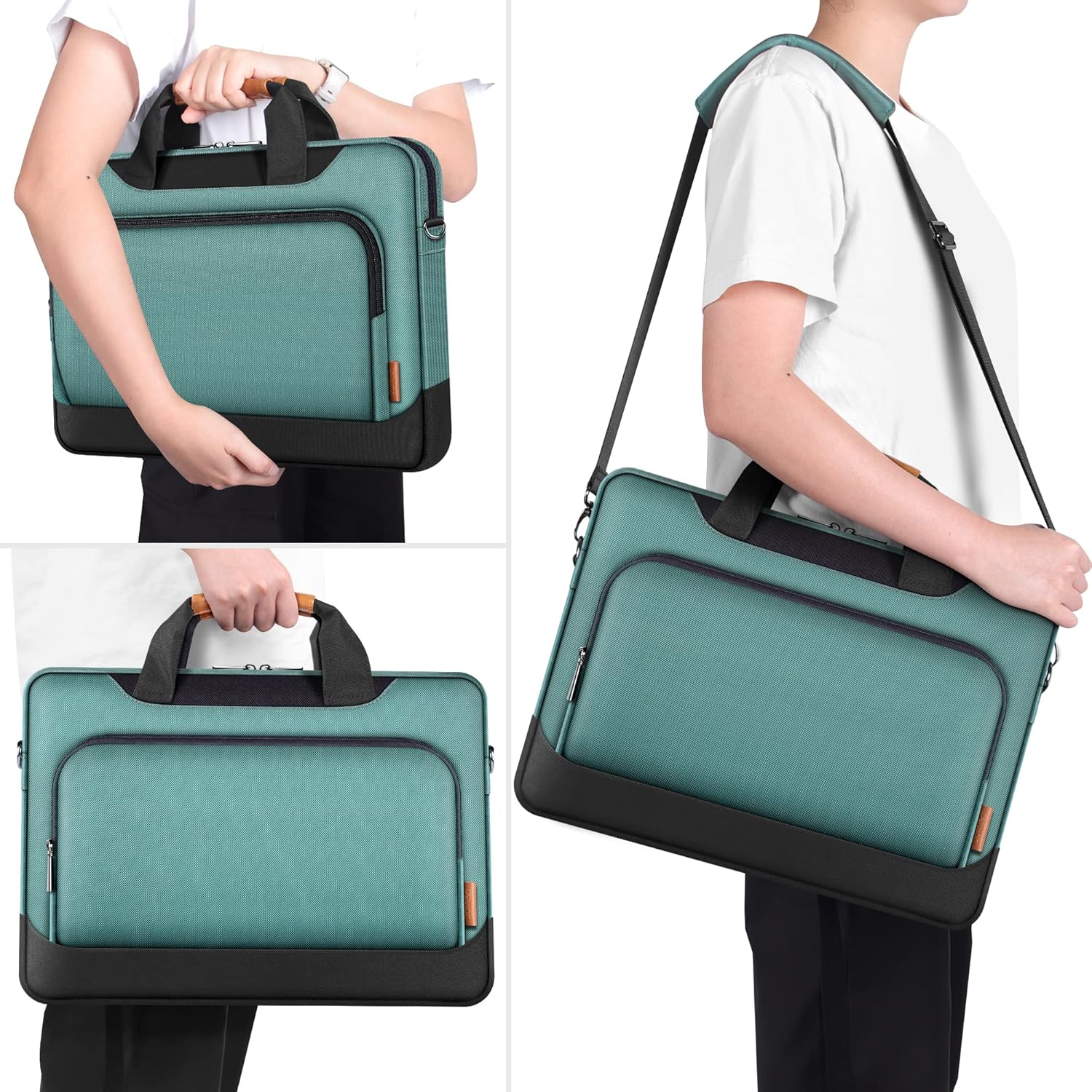 Detalle 2 de DOMISO 15-15.6 Inch Laptop Shoulder Bag Sleeve Case with Strap – Green