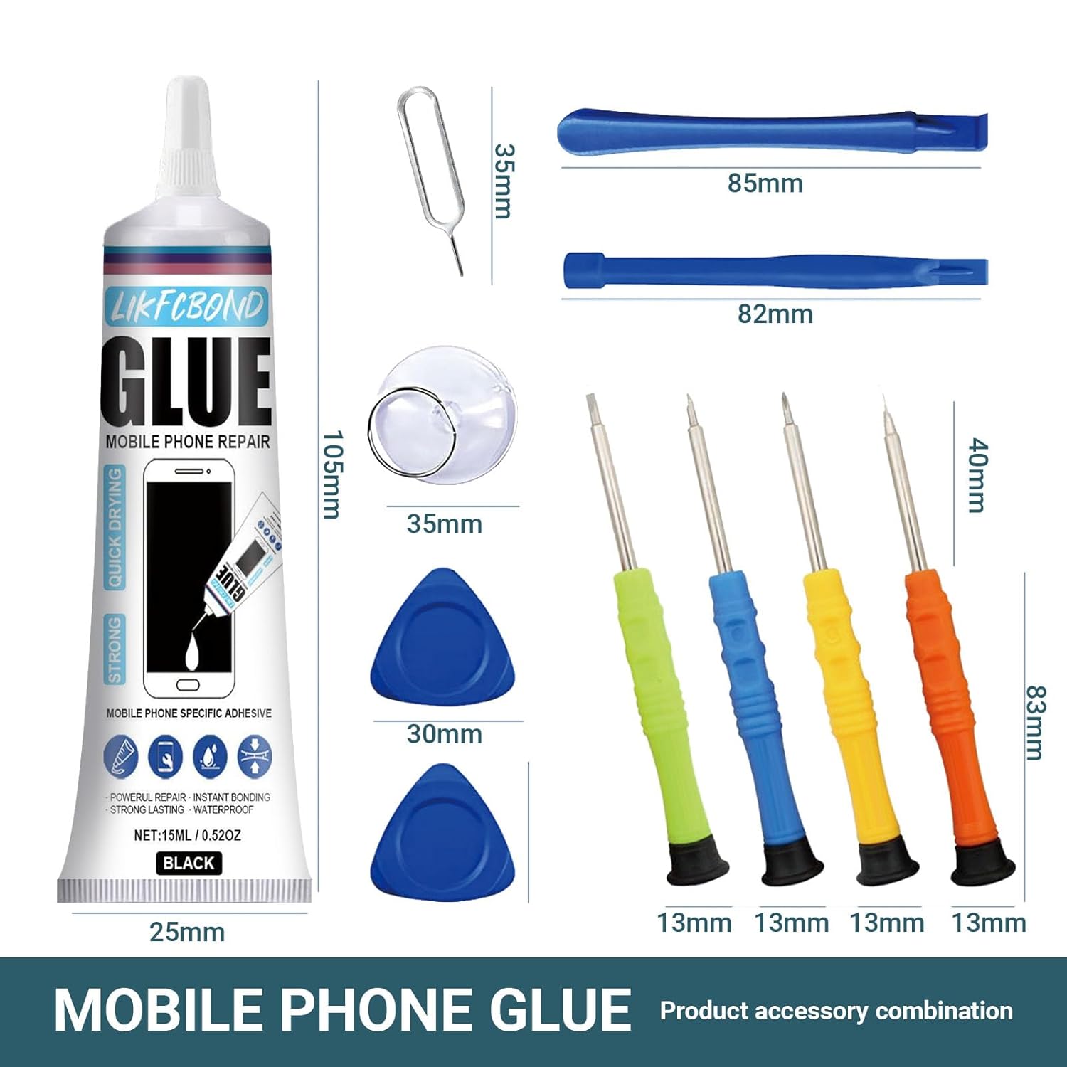 Thumbnail 6 de LIKFCBOND 2 Pièces 15ML Colle Écran Smartphone – Kit réparation précis et flexible