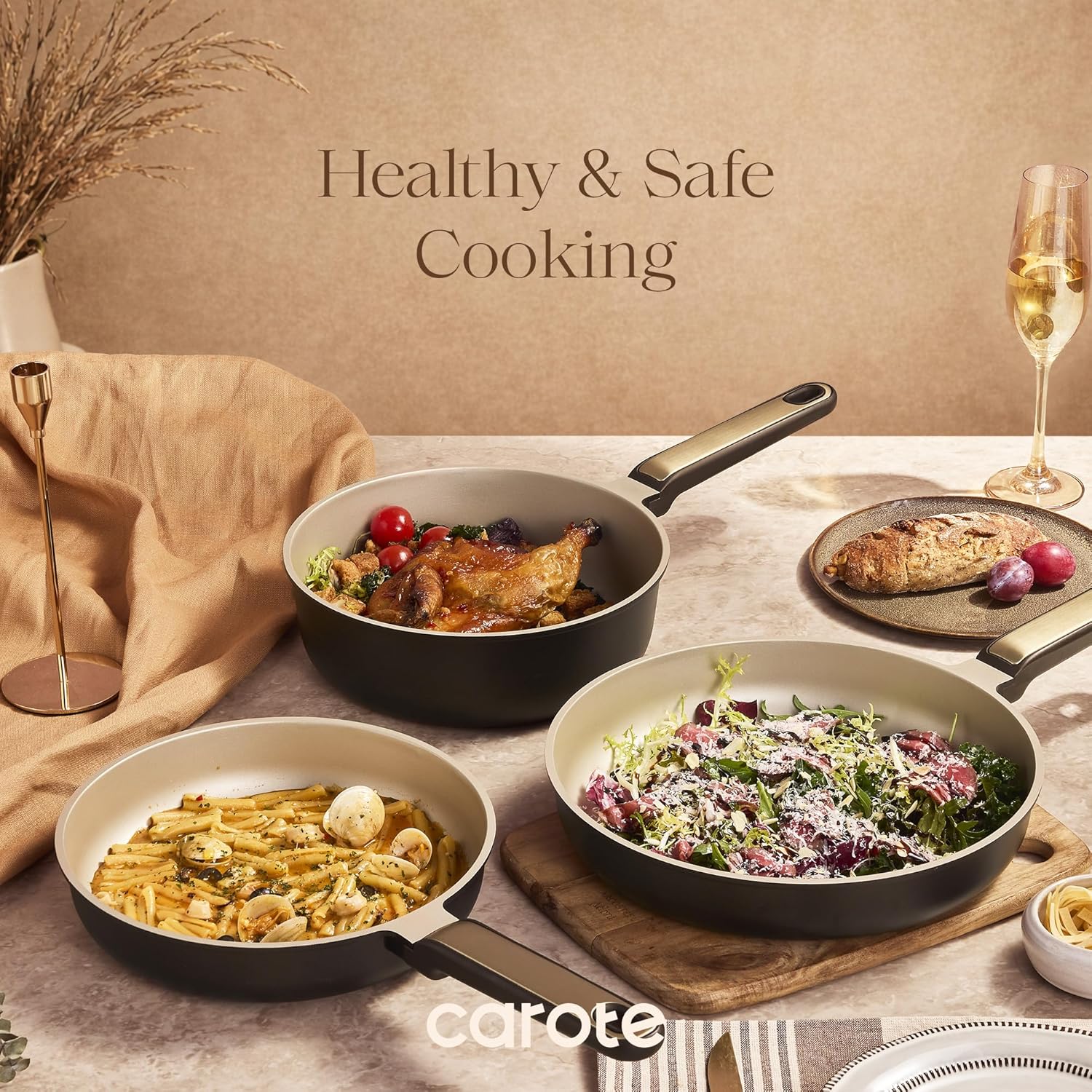 Thumbnail 6 de CAROTE Nonstick Pots and Pans Set (16-Piece) with Lids, Stay-Cool Handles, RV/Camping Cooking Kit