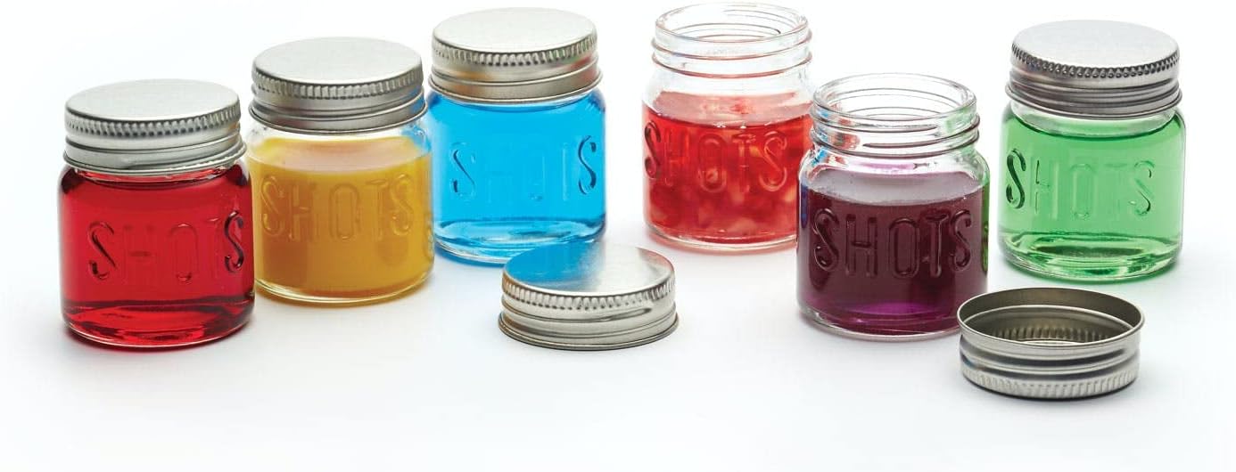 Detalle de BarCraft Jar Shot Glasses with Lids, 60 ml Glass Set of Six