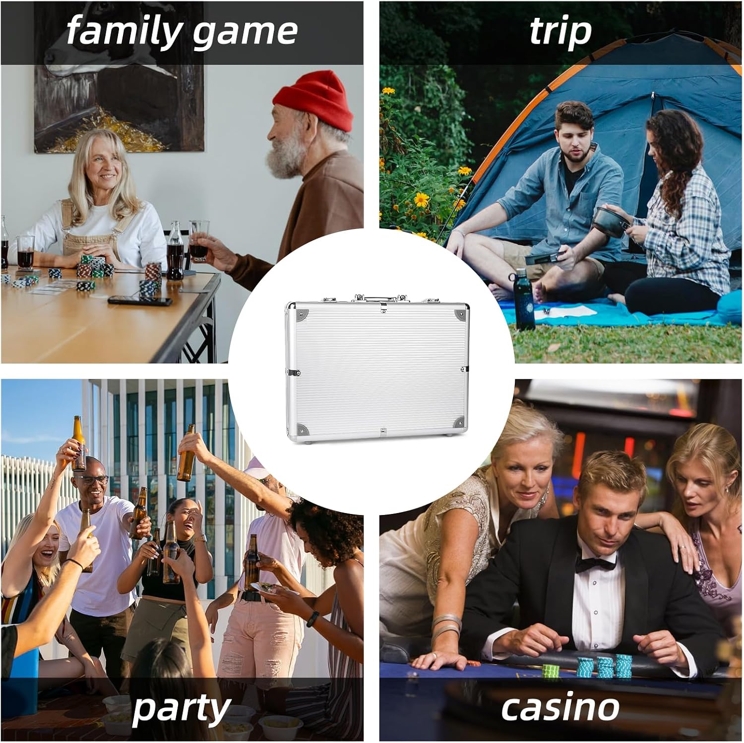 Thumbnail 6 de Homwom 500-Piece Poker Chip Set with Aluminum Case (Texas Holdem & Blackjack)