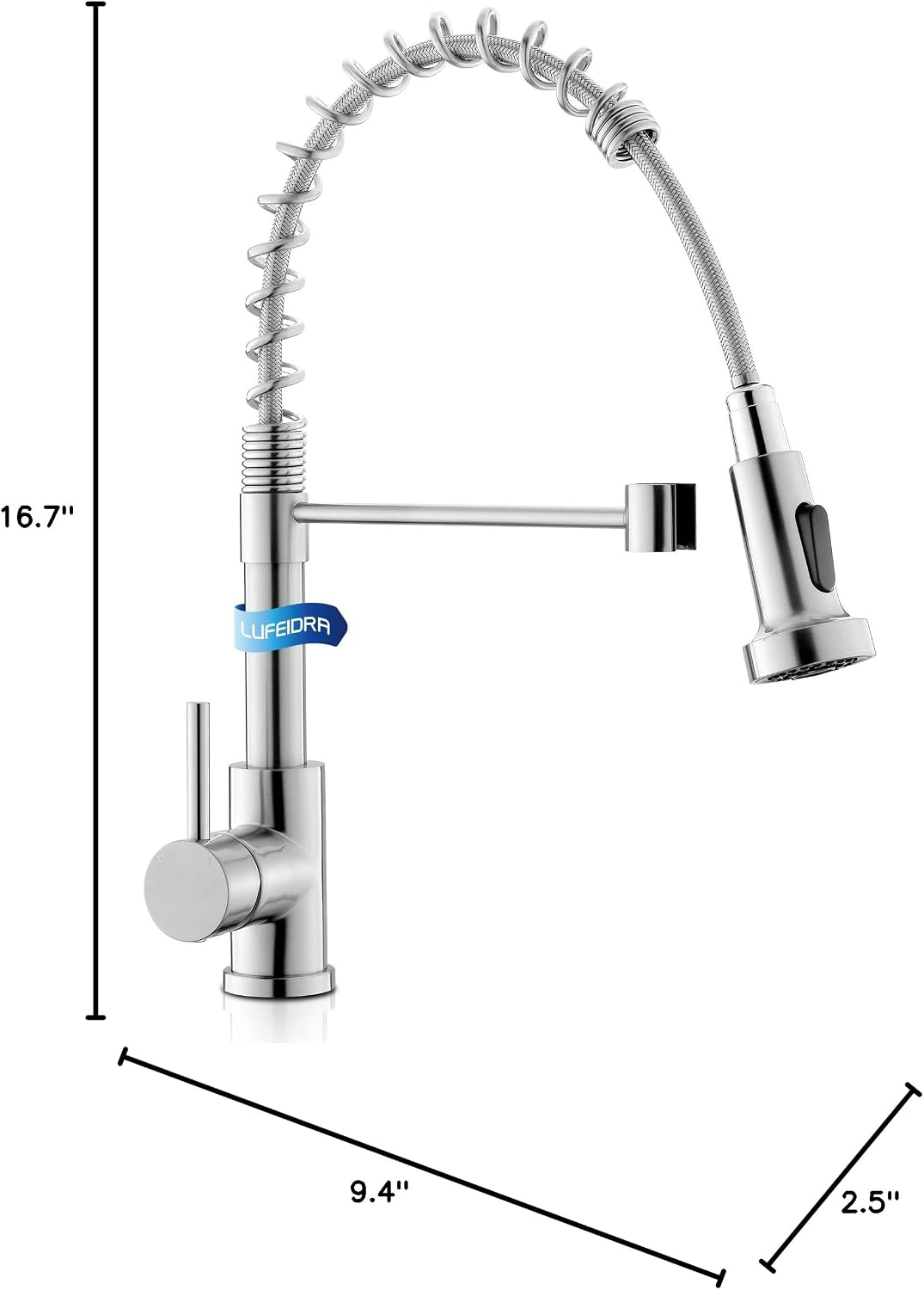 Thumbnail 6 de LUFEIDRA 07STL Pull-Down Kitchen Faucet, Brushed Nickel, High-Arc
