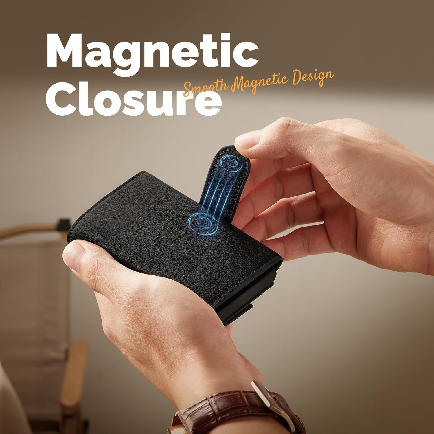 Thumbnail 1 de YESIIW slim pop-up mens wallet with RFID blocking, coin pocket & ID window (Black)