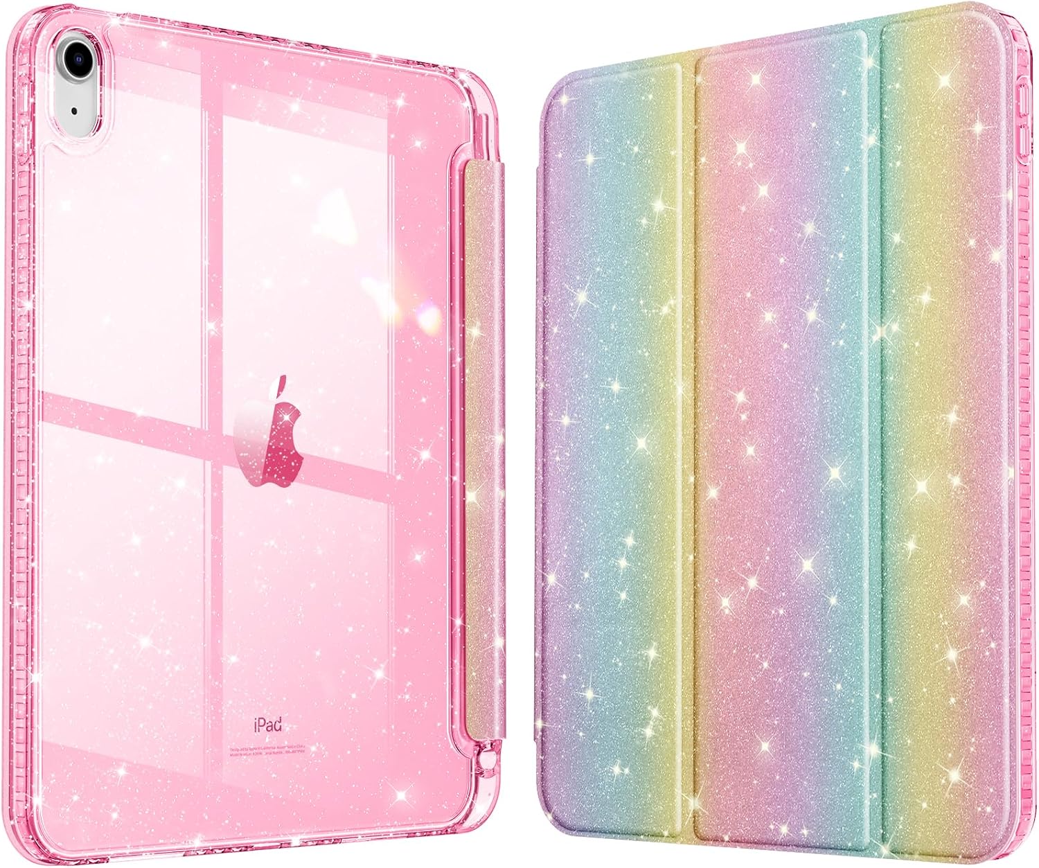Detalle de Fintie Glitzer Hülle für iPad 11. Generation / 10. Generation – Transparente Rückseite, Glitzer-Design, Stifthalter
