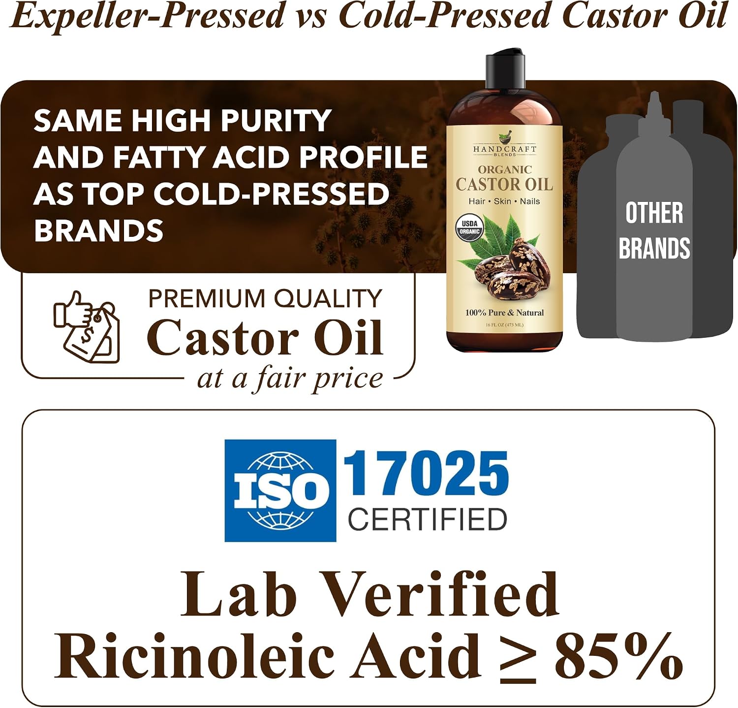 Thumbnail 1 de Handcraft Blends Organic Castor Oil 473 ml – 100% Pure & Natural Carrier Oil