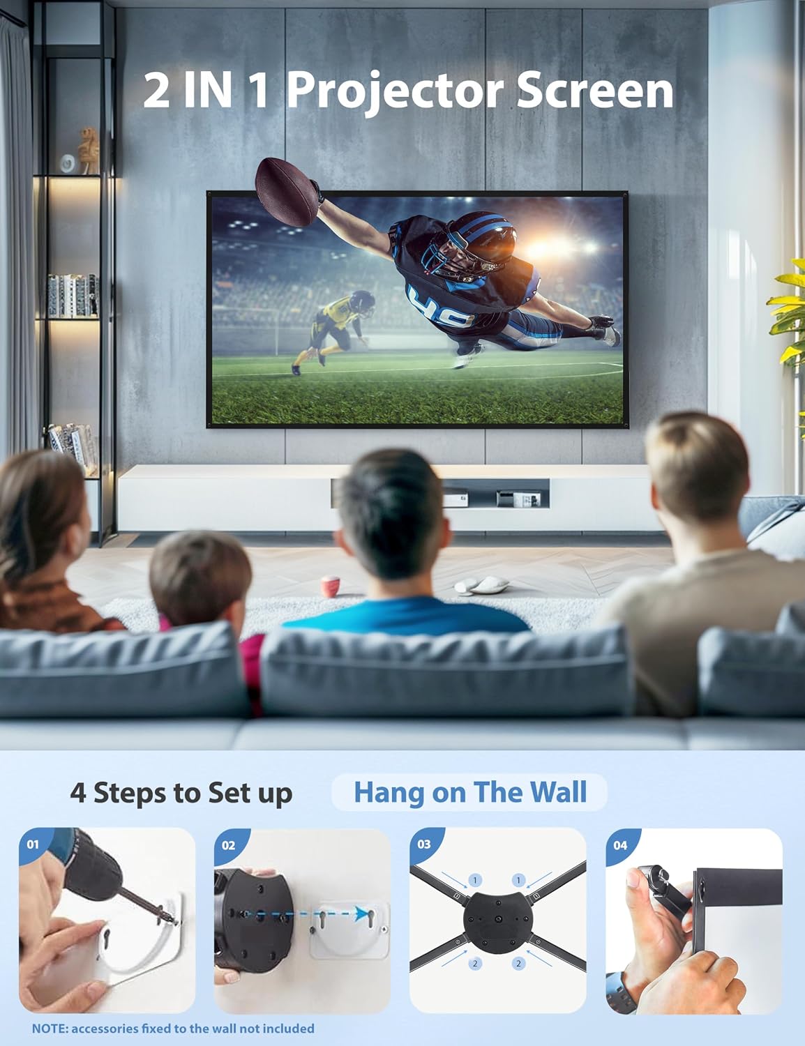 Thumbnail 5 de PARIS RHÔNE 80-Inch Projector Screen with Stand, 16:9 PVC, 1.5 Gain