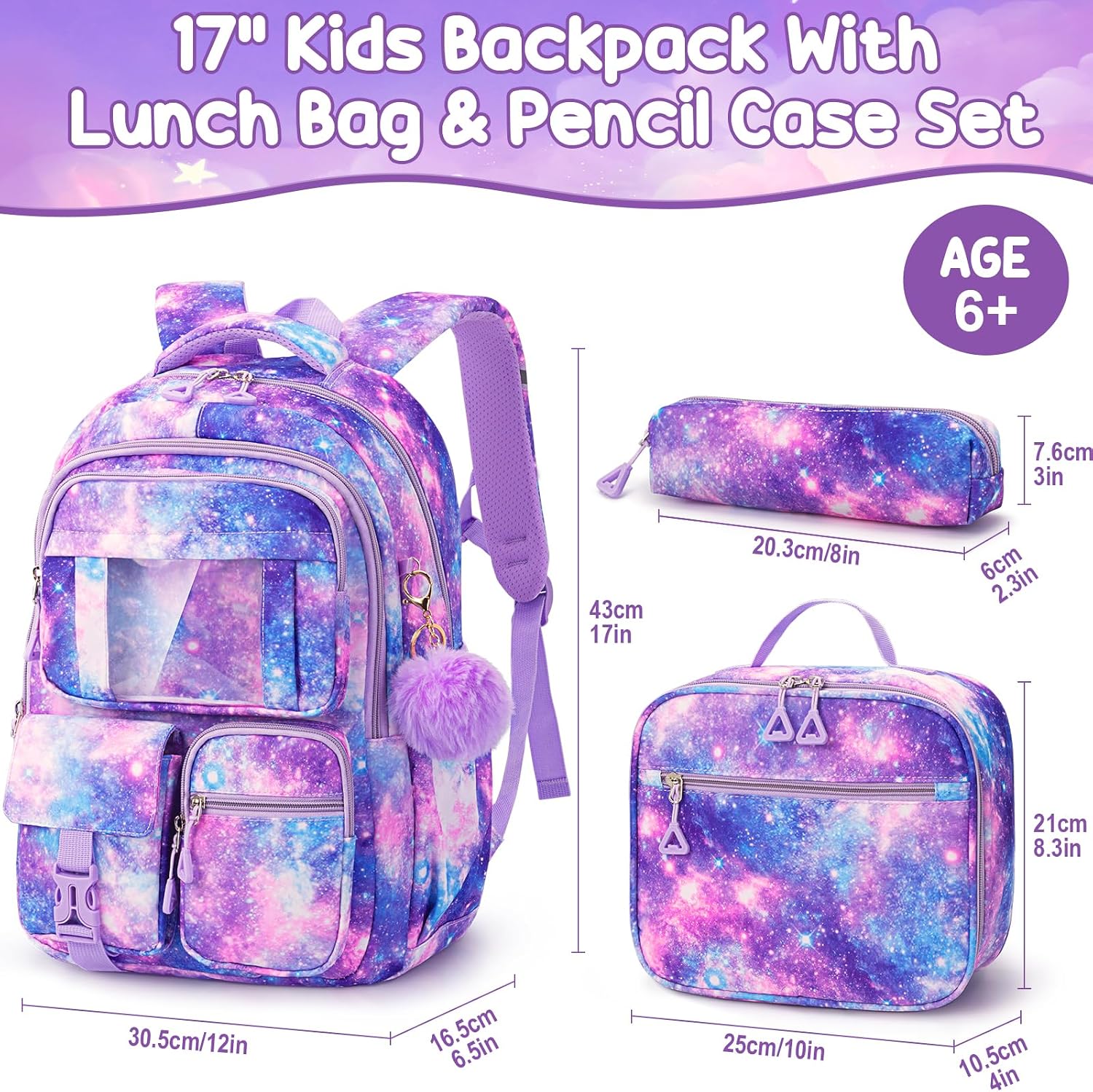 Thumbnail 1 de Fimibuke 3-in-1 Girls Backpack with Lunch Box & Pencil Bag
