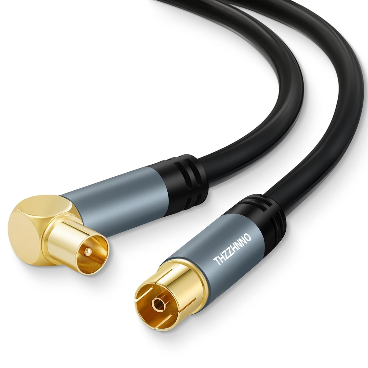 Detalle de Thzzhnno TV Aerial RG6 Coaxial Cable Right Angle 2M: 90 Degree Male to Straight Female
