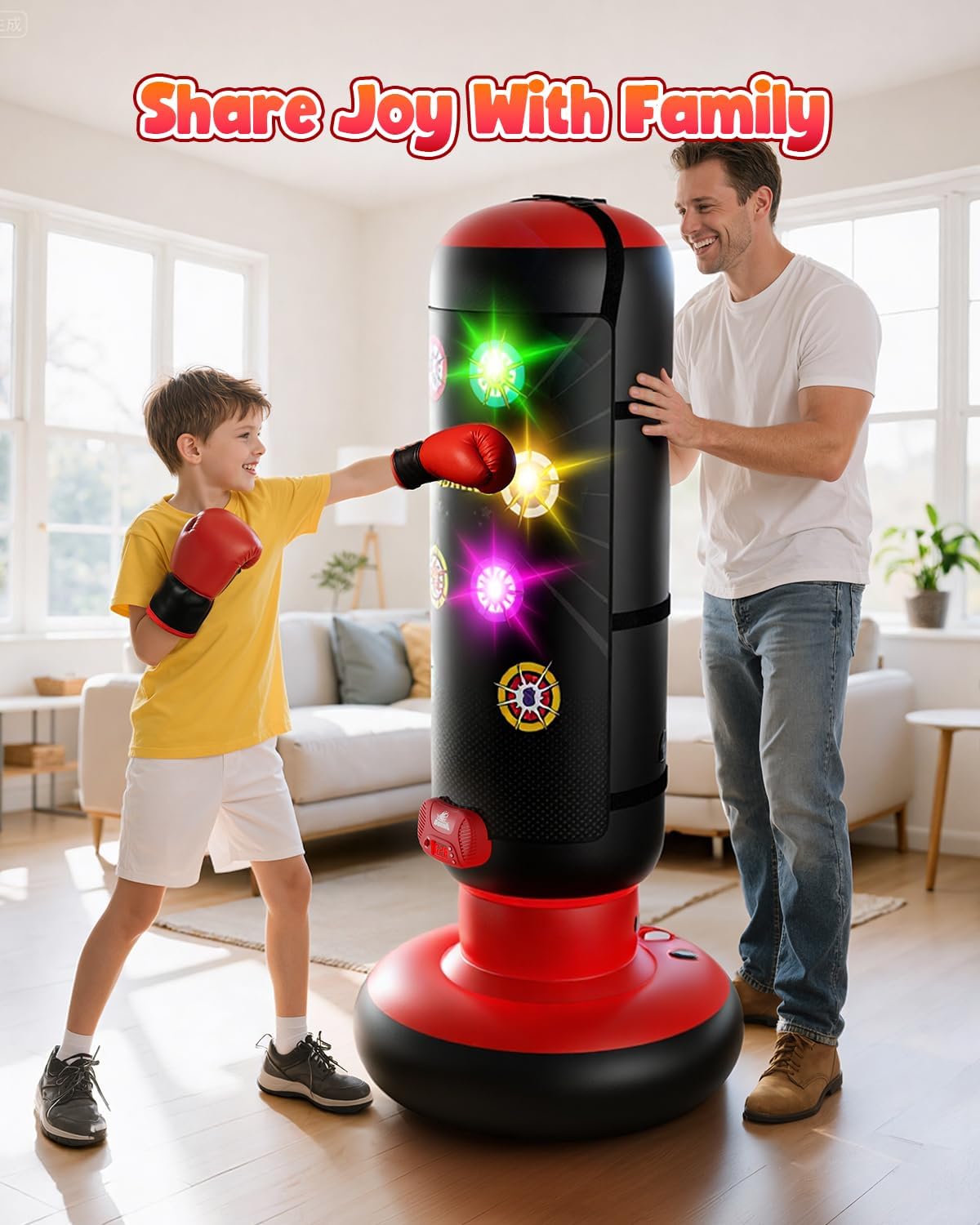 Thumbnail 3 de Kids Interactive Punching Bag with Music & Light, 4-Mode Boxing Game (Inflatable with Gloves)
