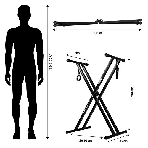 Detalle 2 de Duronic Keyboard Stand KS2B | Twin X Frame – Height Adjustable 33–98 cm