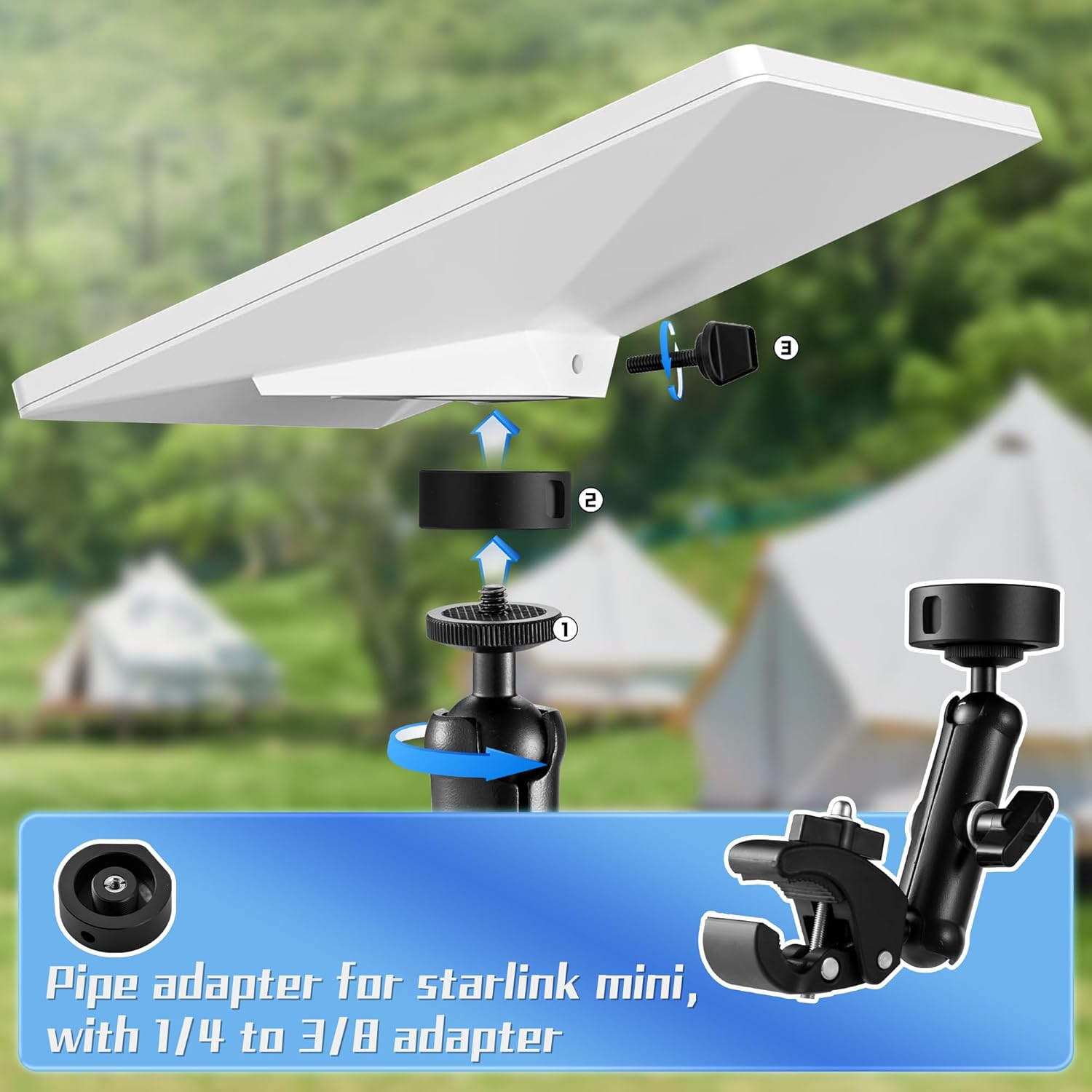 Thumbnail 3 de FIUTY Starlink Mini Clamp Mount 2-in-1: Versatile 2024–2026 Adapter Kit for RVs, Boats, and More