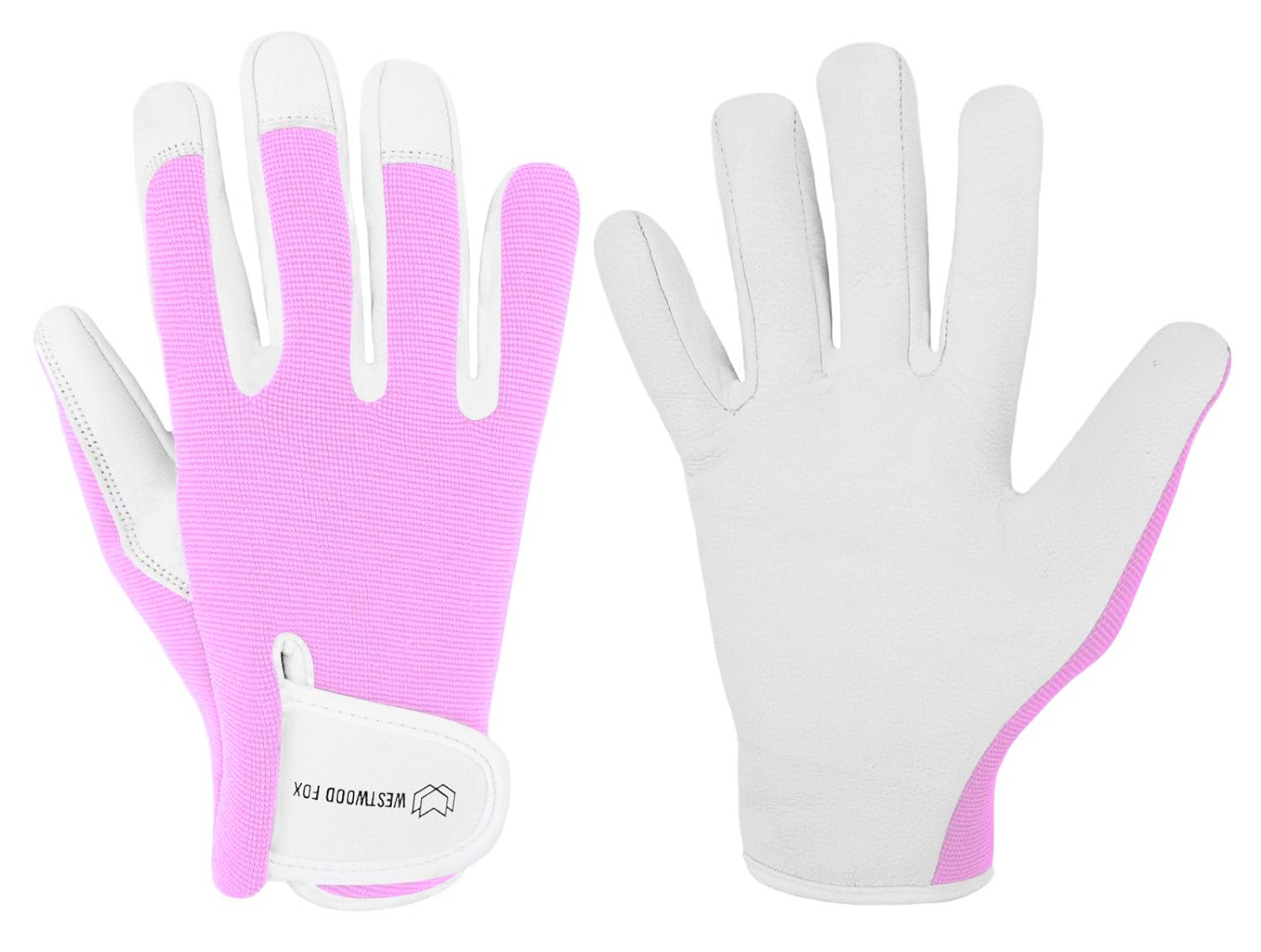 Detalle de WESTWOOD FOX Leather Gardening Gloves (Babypink, M) – Thorn Proof and Durable for Everyday Garden Work