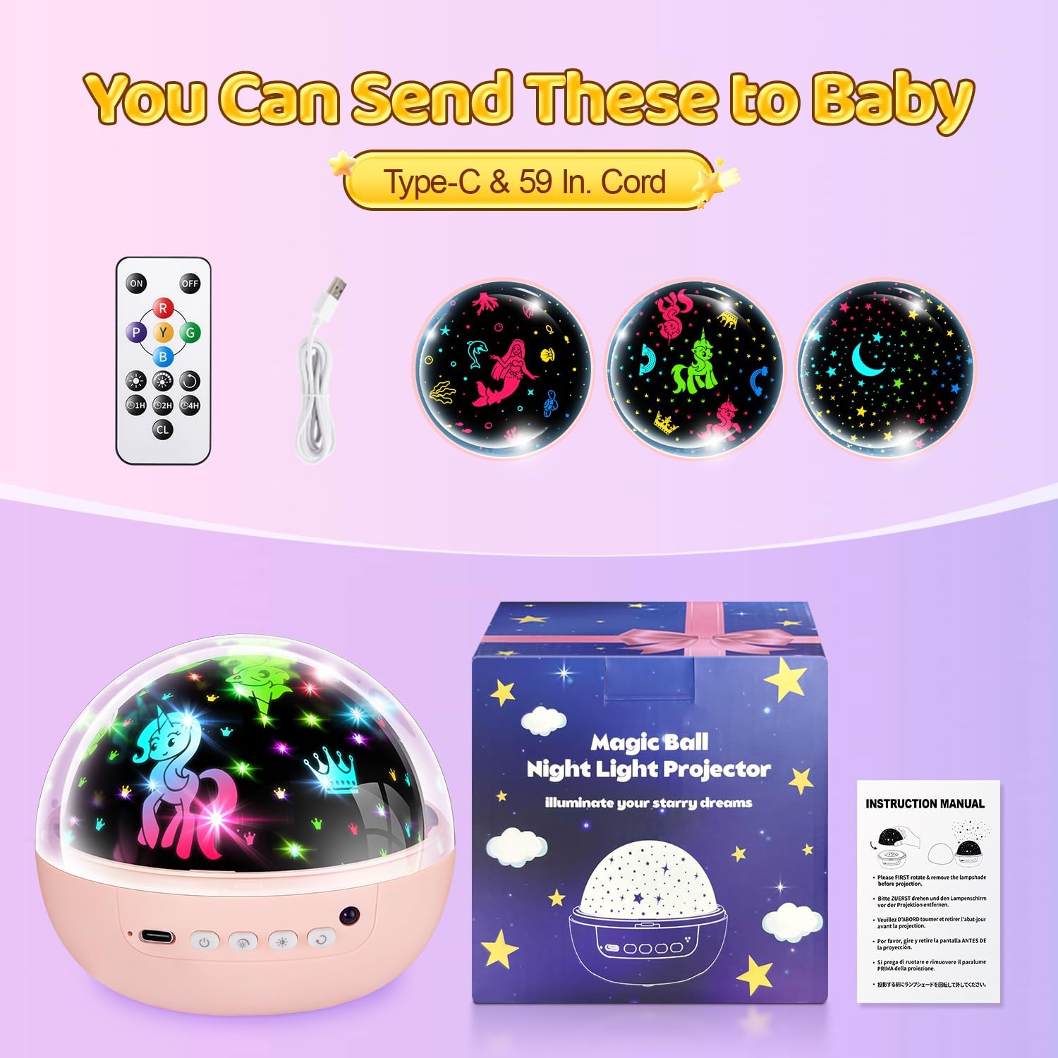 Thumbnail 6 de PIKOY WH-E26 Kids Projector Night Light, 3 Films, 93 Colours