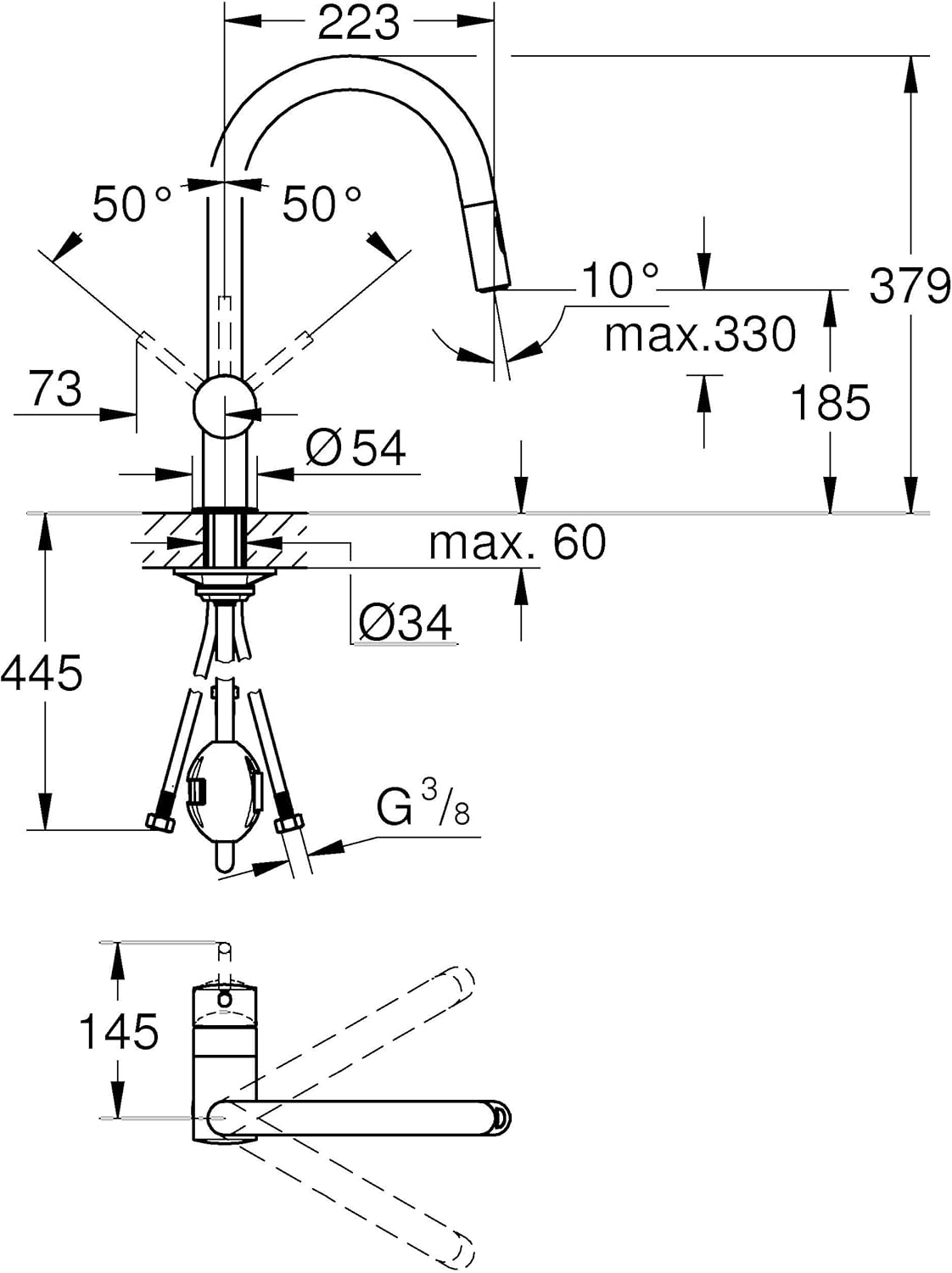 Thumbnail 2 de GROHE Rubinetto Miscelatore Monocomando per Lavello 32321002 – Grigio (Cromo)