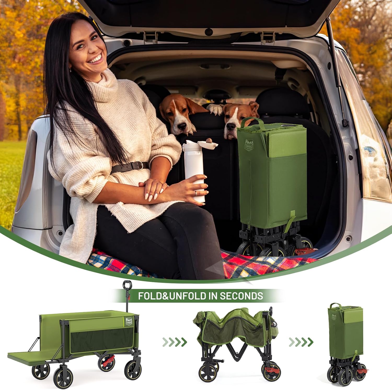 Thumbnail 6 de Timber Ridge Folding Wagon 49-inch