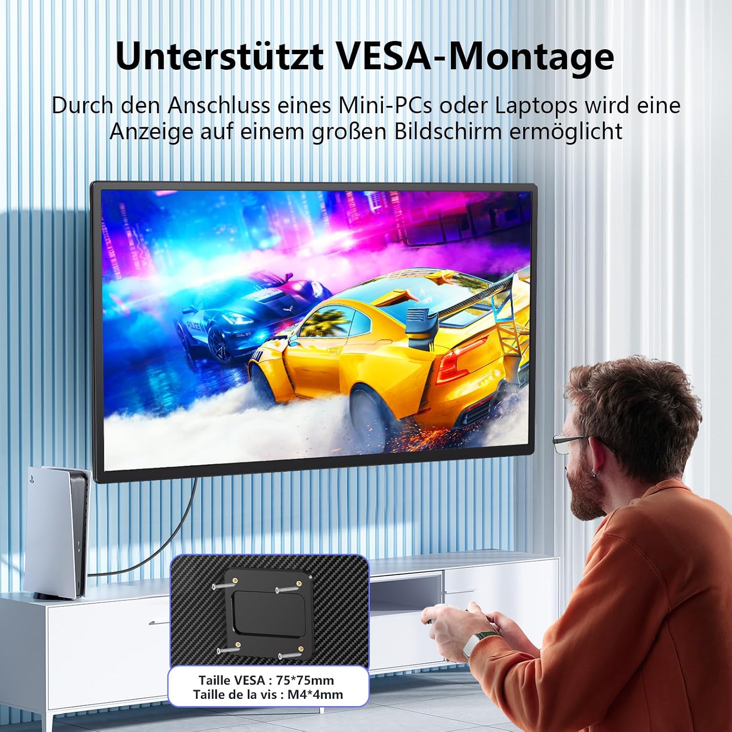 Detalle 2 de 23,8'' Portable Monitor mit Kickstand und IPS 1080p – Vielseitige Erweiterung für Laptop, PC, Mac und Konsolen