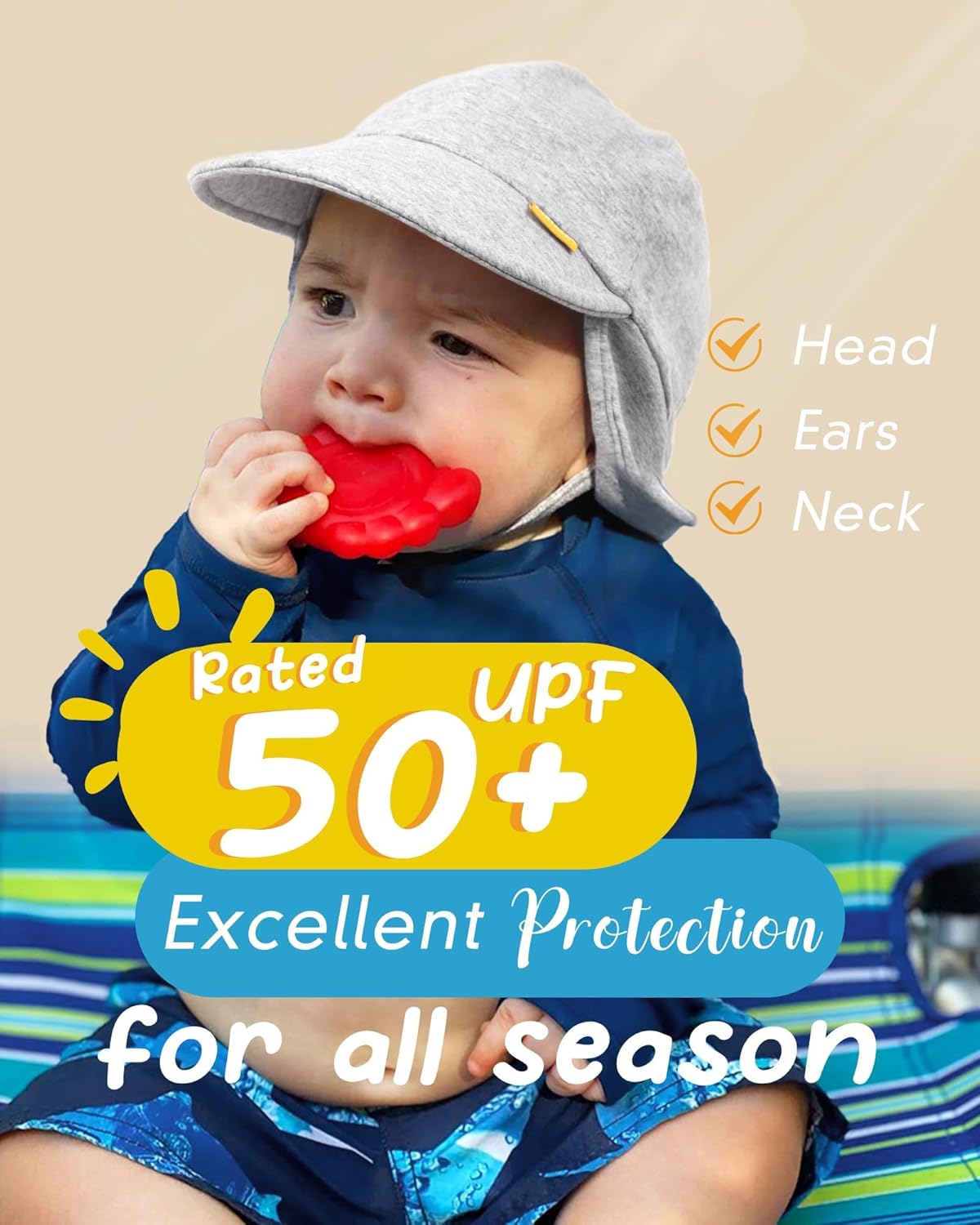 Thumbnail 4 de FURTALK Cotton Baby Toddler Sun Hat with UPF 50+ and Adjustable Chin Strap