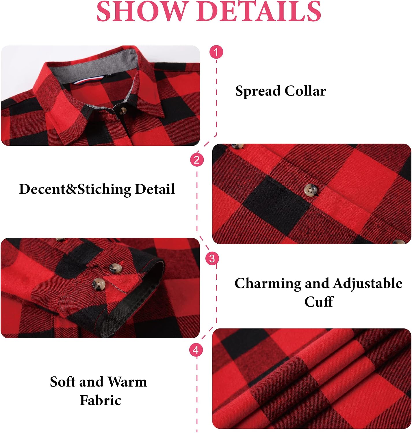 Detalle de Esabel.C Women's Flannel Shirt, Cotton Blend