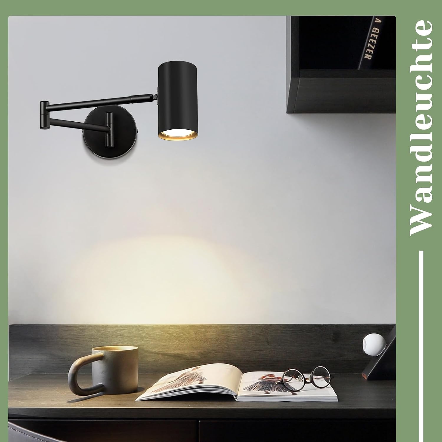 Detalle de Homefire Lampe murale – czarny metalowy kinkiet vintage, obrotowy