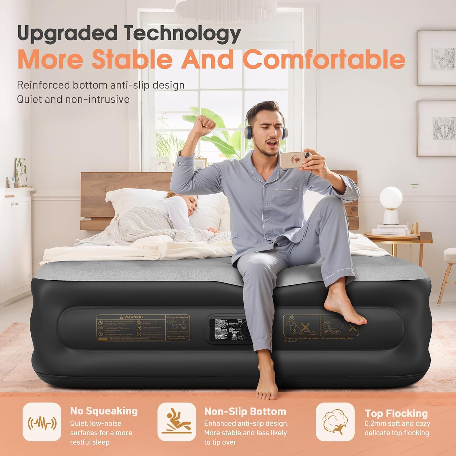 Thumbnail 6 de VOSSER Queen Air Mattress with Built-In Pump, 18-Inch Raised, Flocked Top