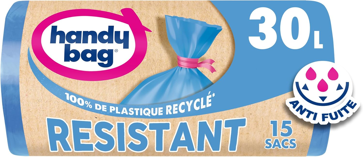 Detalle de Handy Bag 30 l soppåsar, 15-pack i återvunnen plast med tät botten